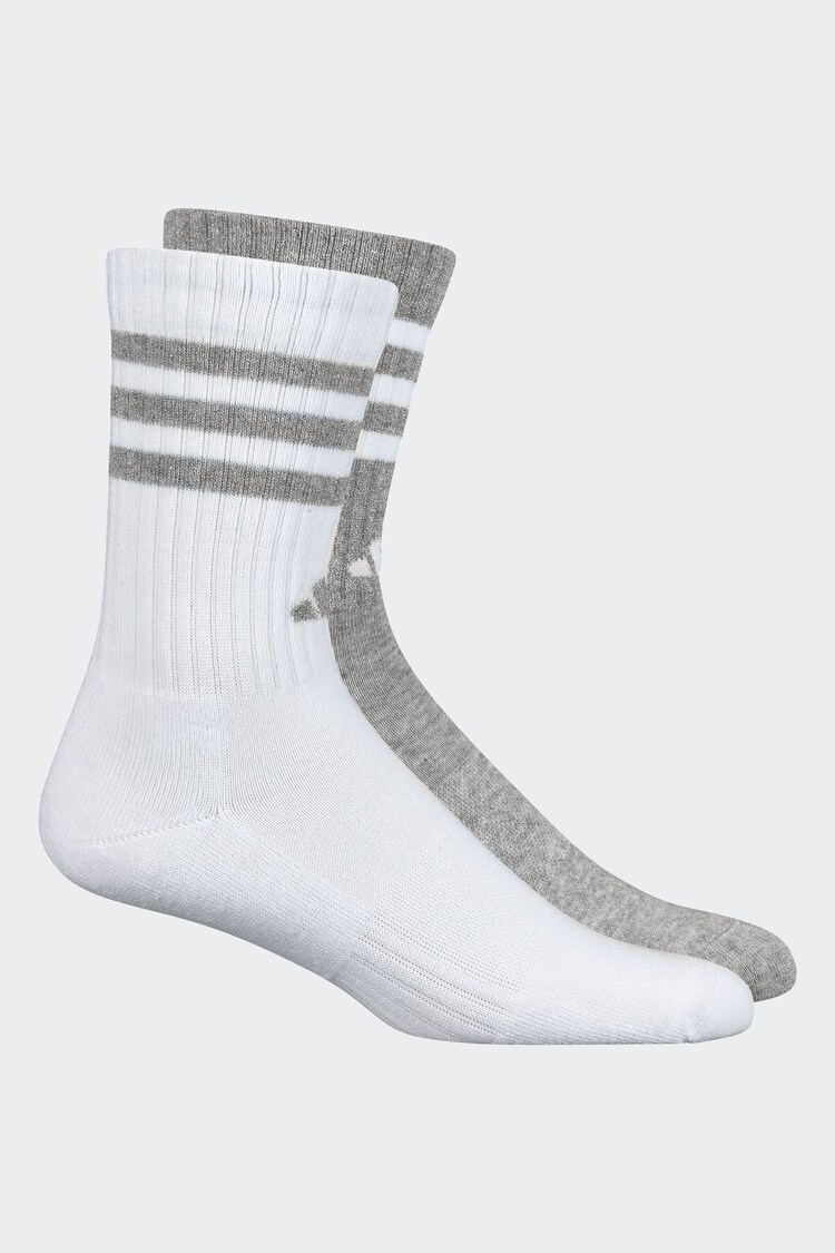 adidas Grey/White Crew Socks 2 Pack - Image 1 of 1