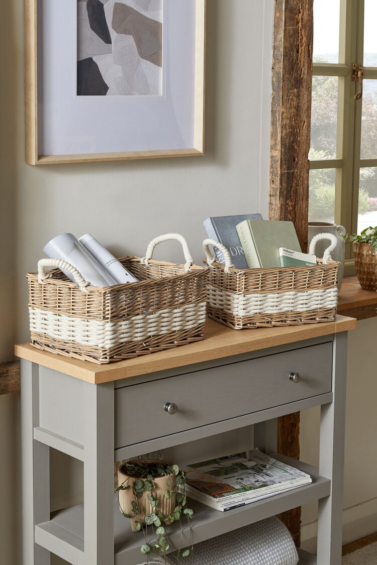 Natural Wicker and Rope Malvern Set of 2 Baskets Storage - Image 1 of 1