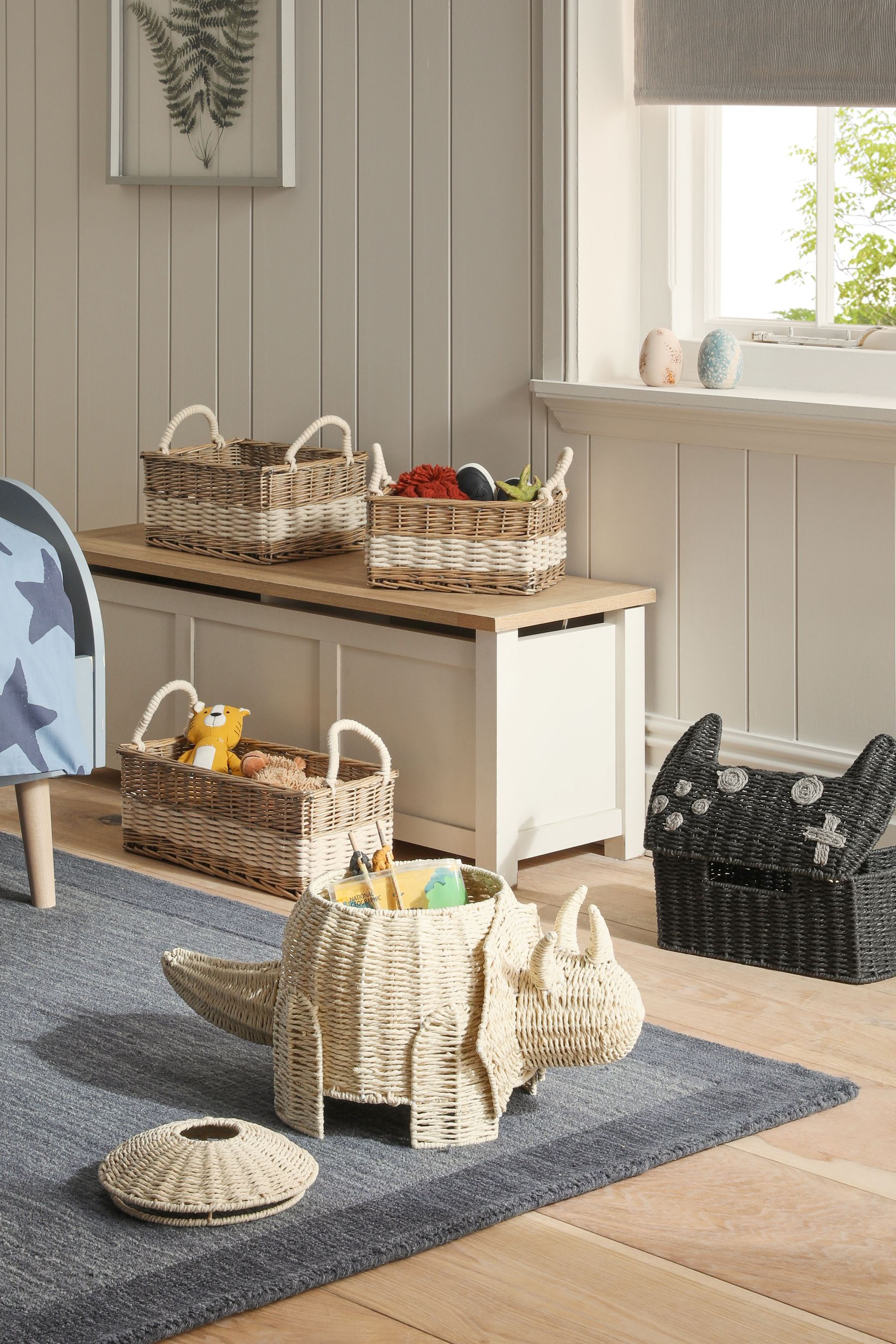 Buy Natural Wicker and Rope Malvern Set of 2 Baskets Storage from the