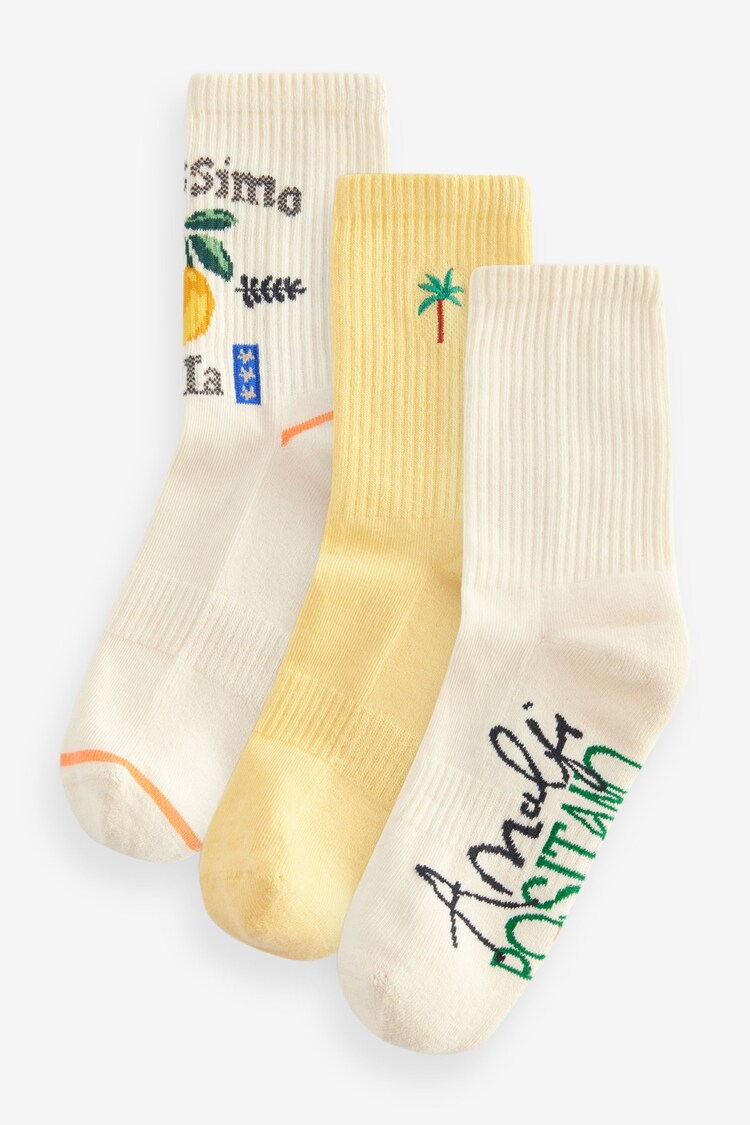 Italian Summer Cushion Sole Ribbed Sport Ankle Socks 3 Pack With Arch Support - Image 1 of 1