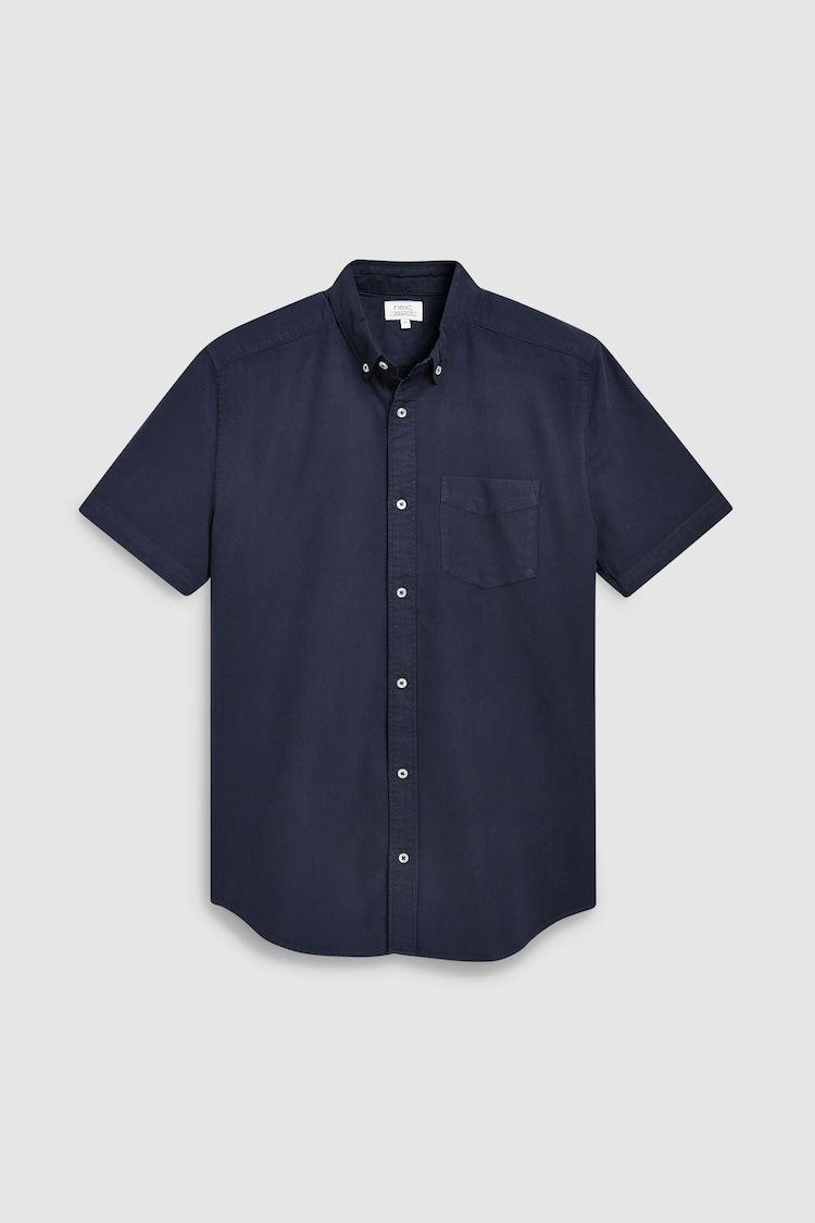 Navy Blue Regular Fit Short Sleeve Oxford Shirt - Image 1 of 1