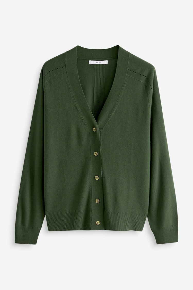 Khaki Green Soft Touch Button Up Knitted Cardigan - Image 1 of 1