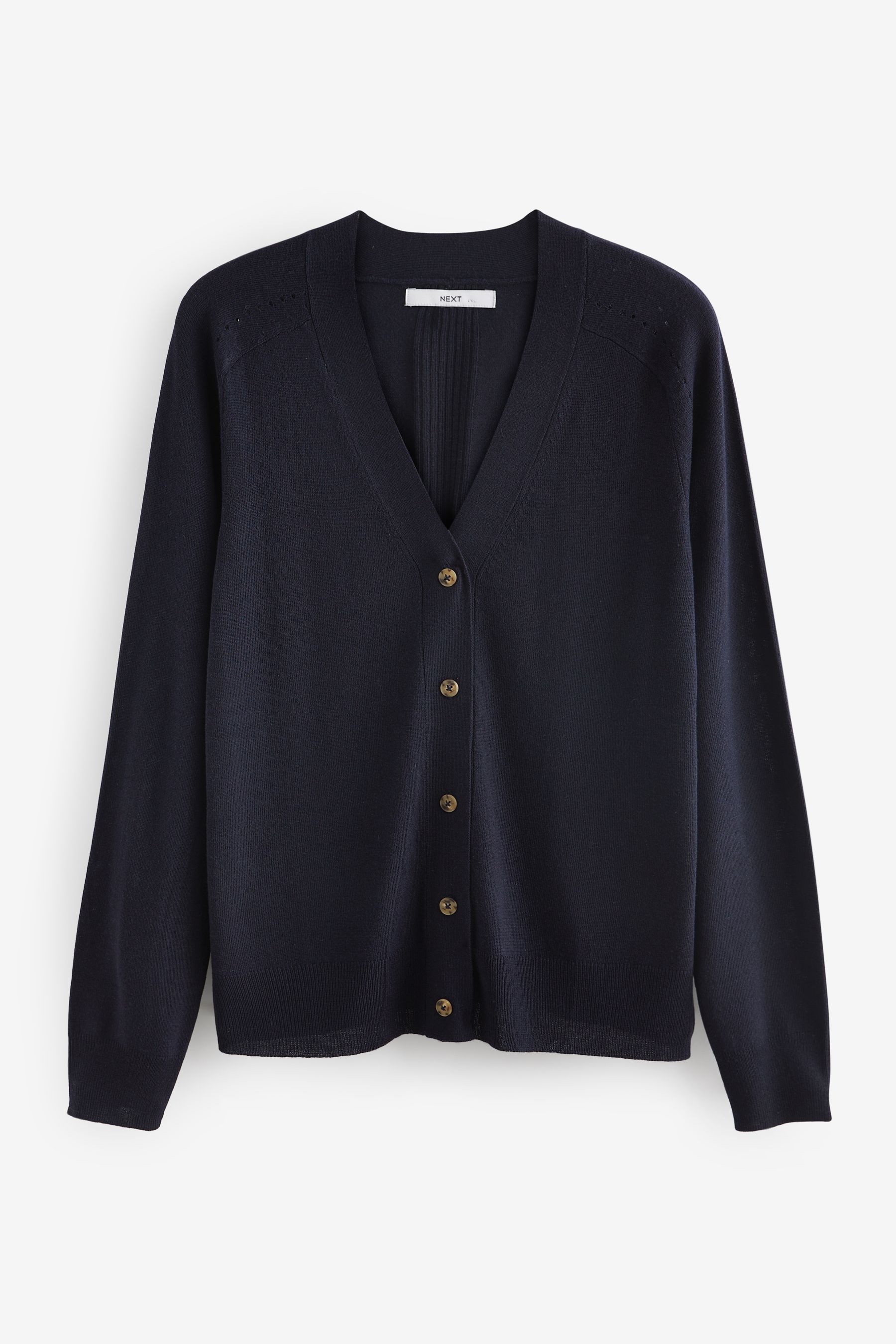 流行に  Buy from Cardigan Knitted Up Button Touch Soft Blue Navy トップス