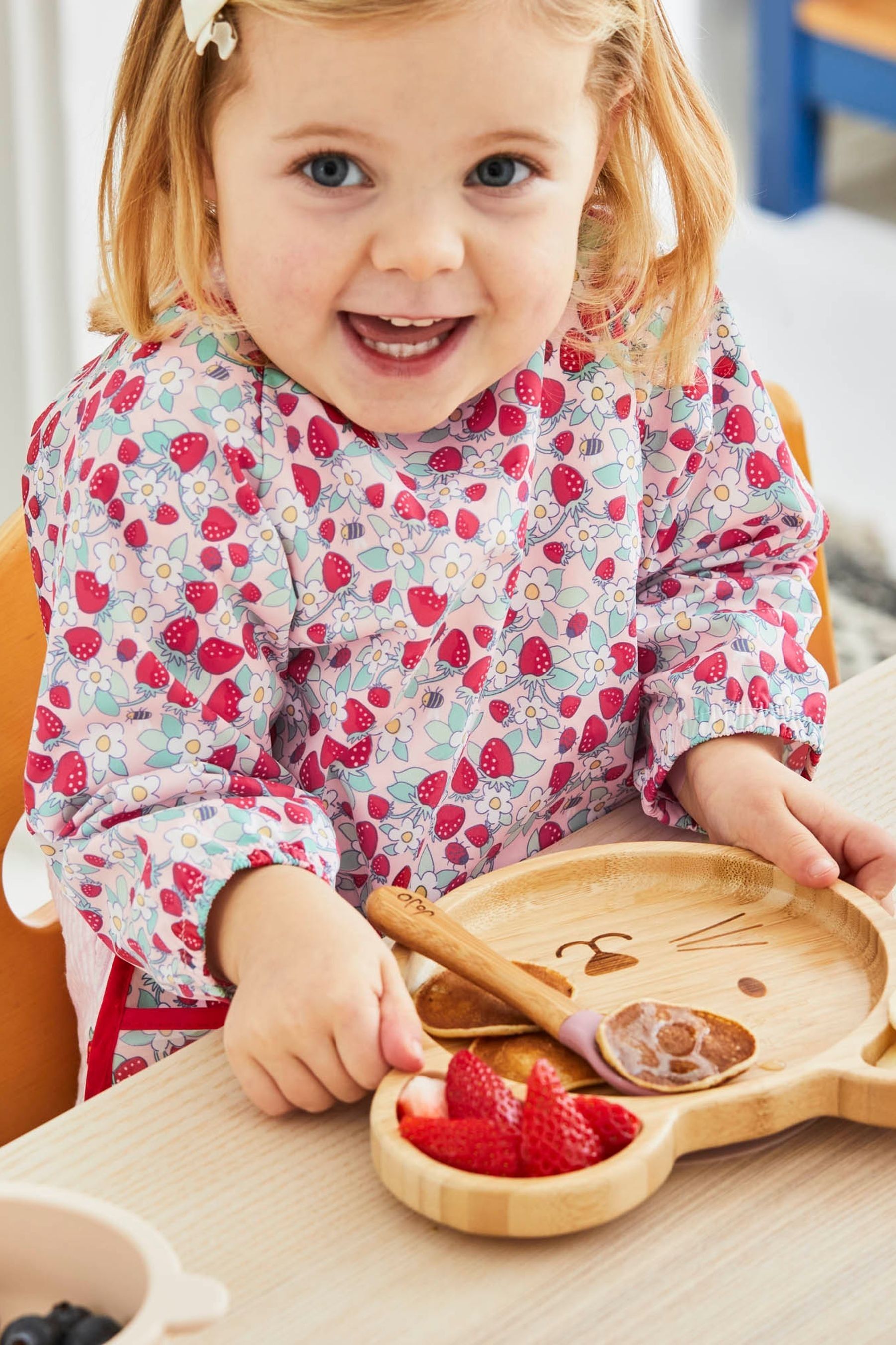 Buy JoJo Maman Bébé Pink Strawberry Deluxe Sleeved Bib from the Next UK