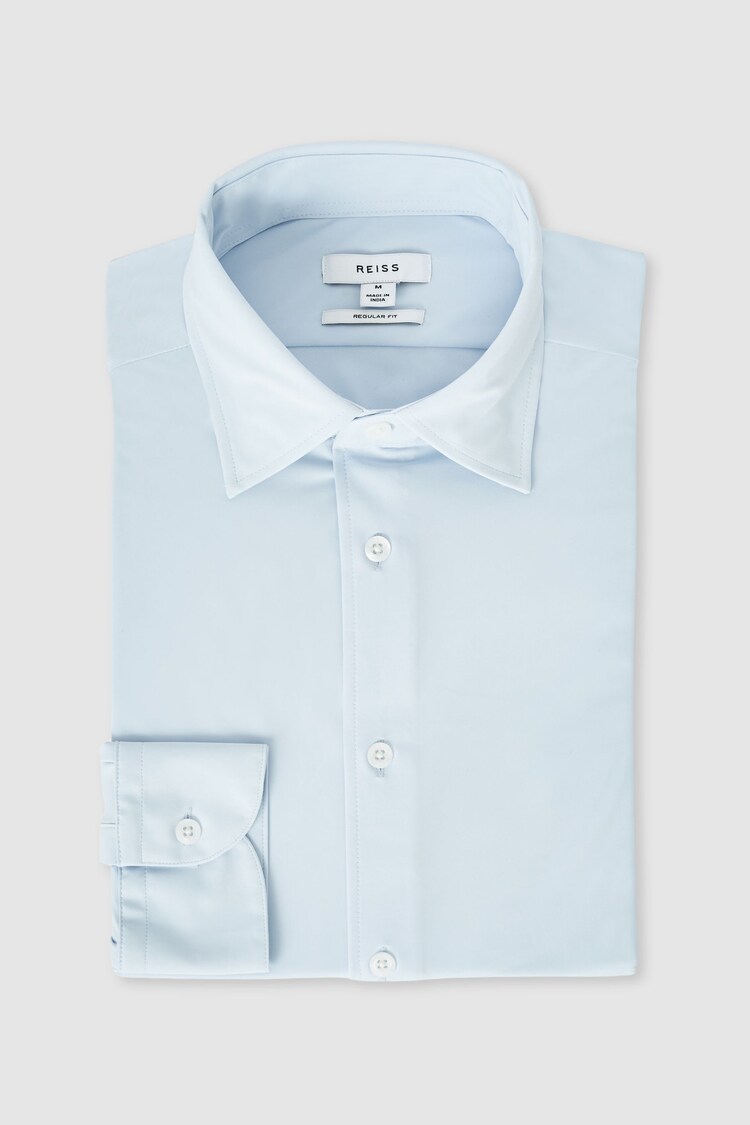 Reiss Soft Blue Voyager Regular Fit Travel Shirt - Image 1 of 1