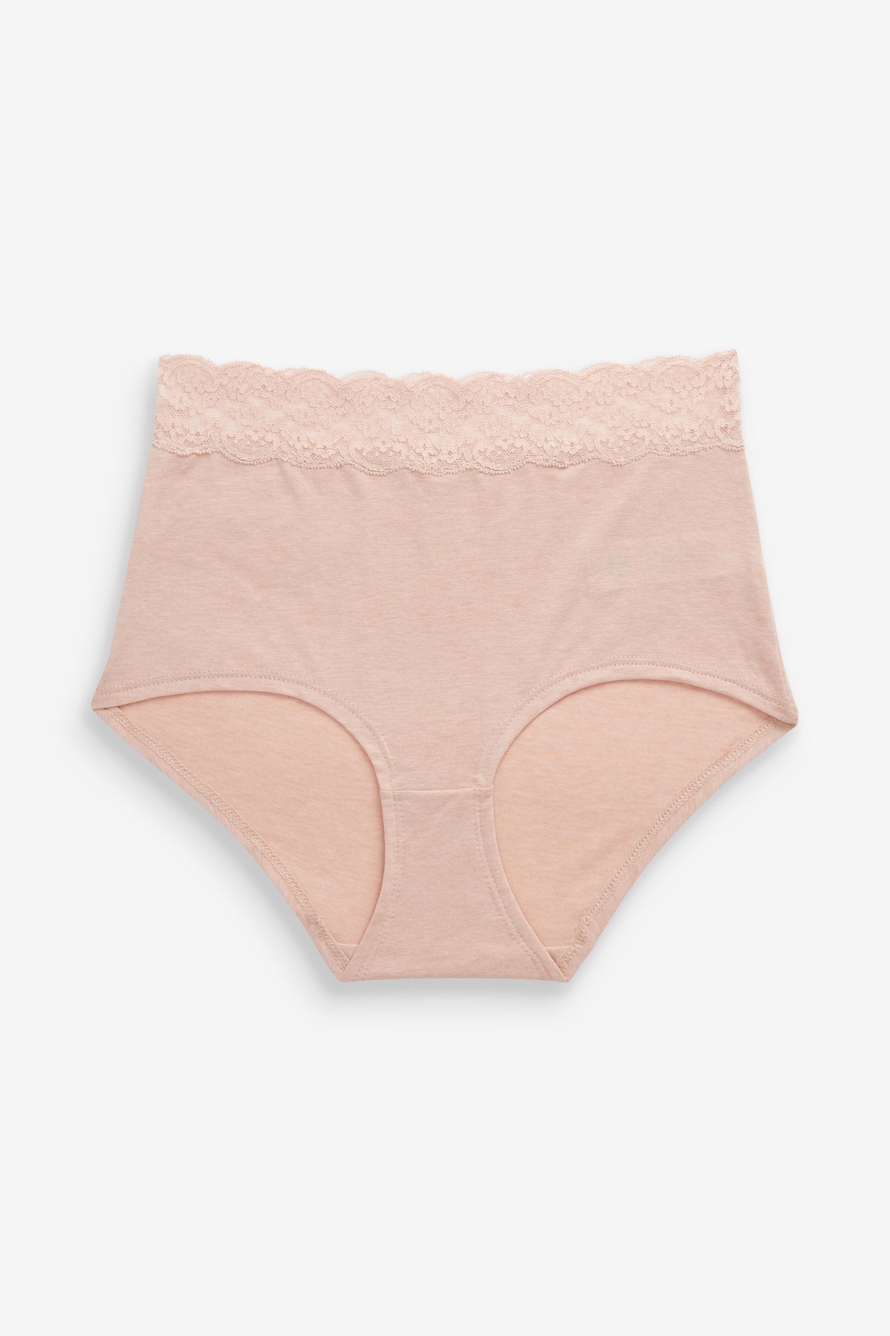 Buy Grey Marl/Pink/Plum Full Brief Cotton and Lace Knickers 4 Pack from ...