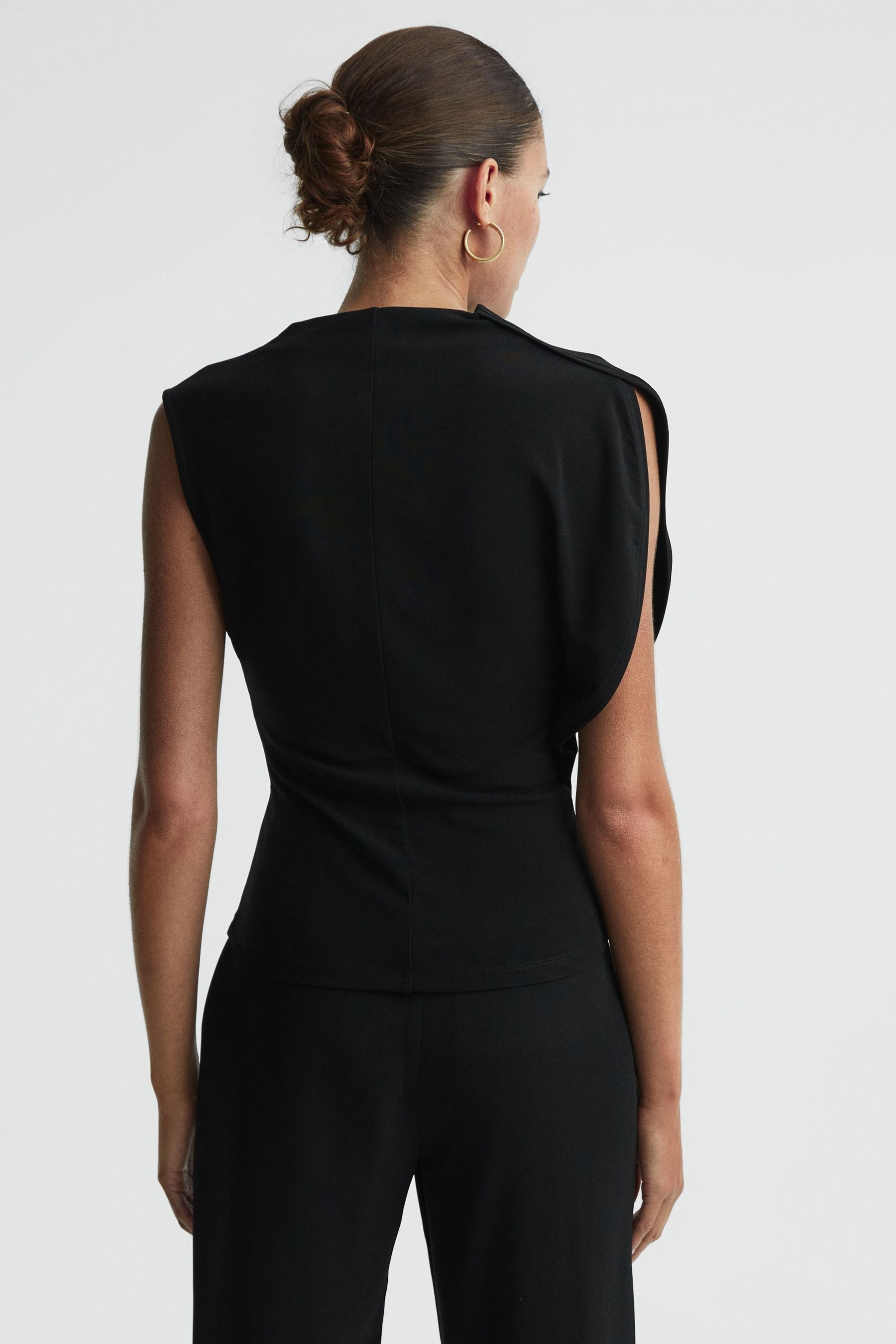 Buy Reiss Black Eva Asymmetric Draped Top from the Next UK online shop