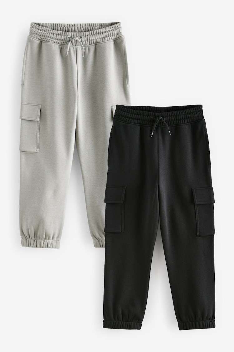 črna/siva - Slim kargo hlače (z žepi na hlačnicah) Joggers 2 komplet (3-16yrs) - Slika 1 iz 1