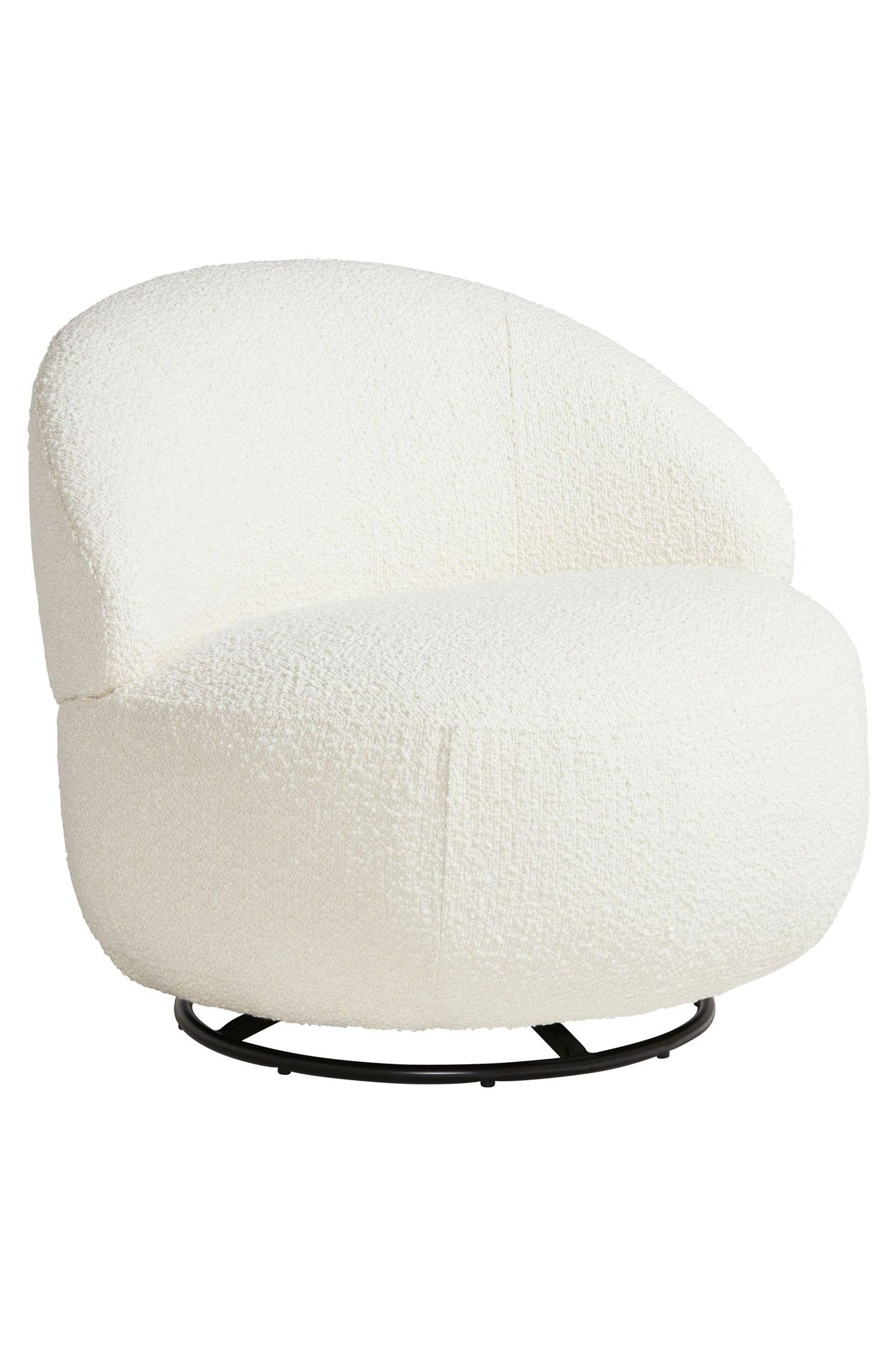 Buy Barker and Stonehouse Ivory White Ursa Bouclé Curved Swivel Chair
