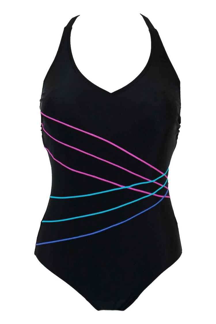 Pour Moi Black & Purple Energy Chlorine Swimsuit - Image 1 of 1