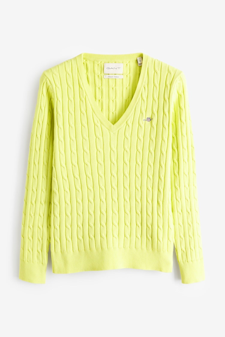 GANT Green Stretch Cotton Cable Knit Jumper - Image 1 of 1