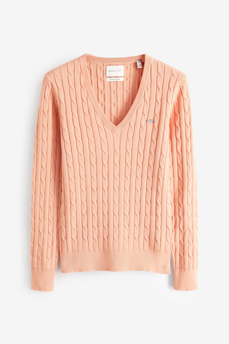GANT Dark Pink Stretch Cotton Cable Knit Jumper - Image 1 of 1