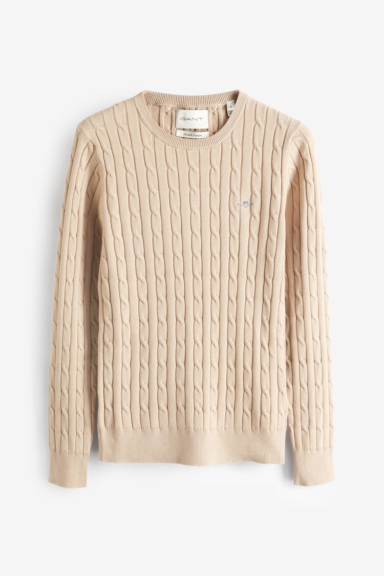 GANT Dark Cream Stretch Cotton Cable Knit Jumper - Image 1 of 1