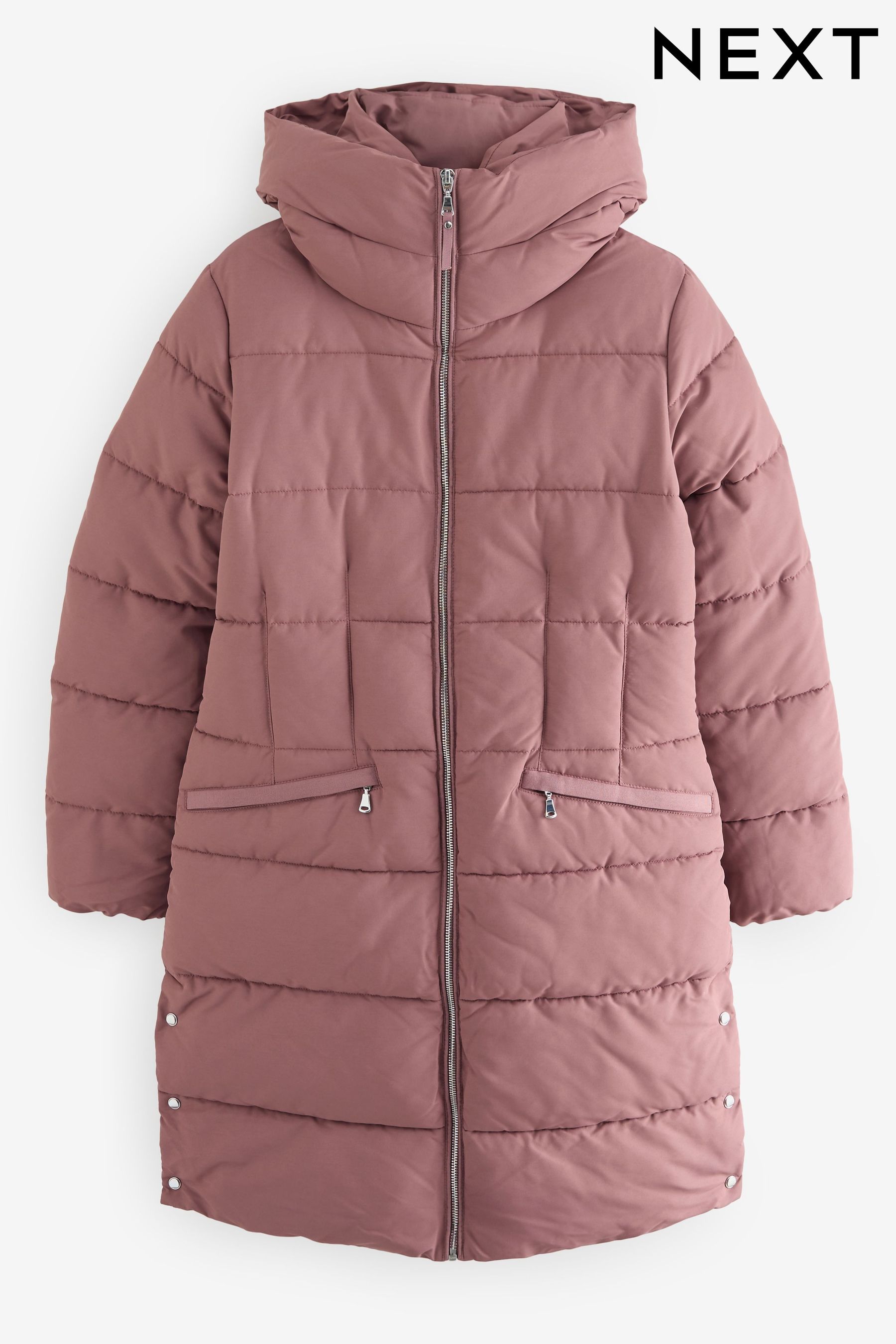 NEXT Rose Pink Shower Resistant Padded Puffer Hooded Mid Length Coat 20 Womens