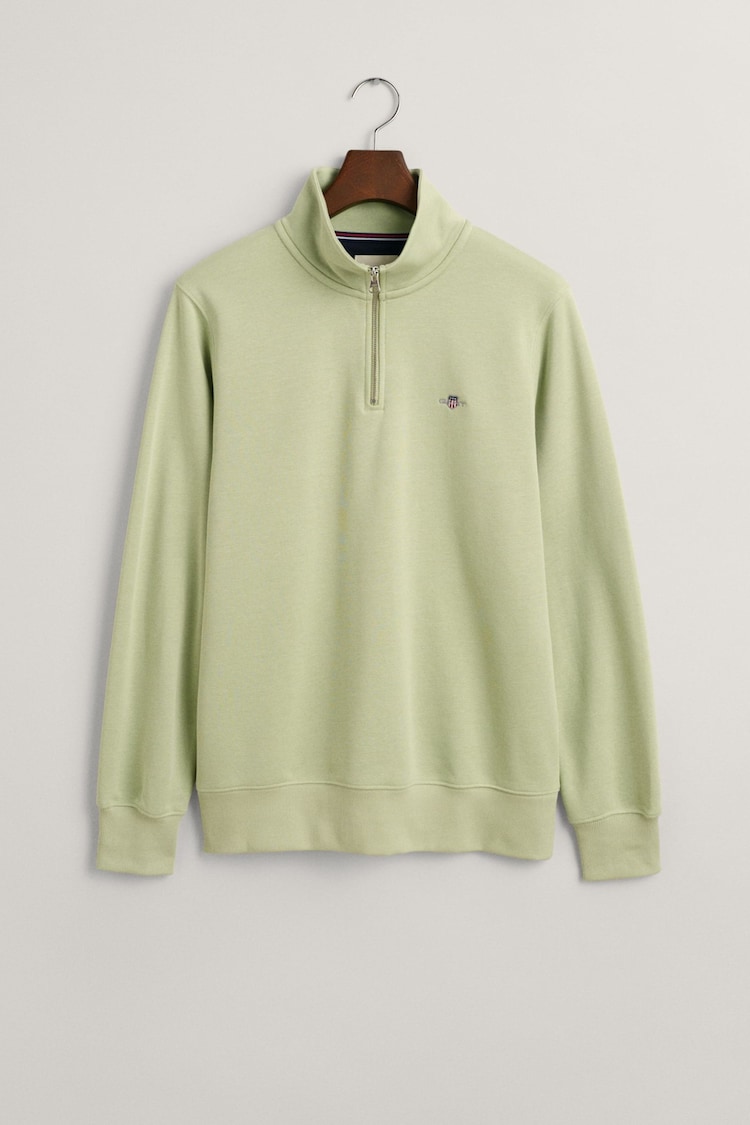 GANT Green Smokey Olive Canvas Shield Half Zip Sweatshirt - Image 1 of 1