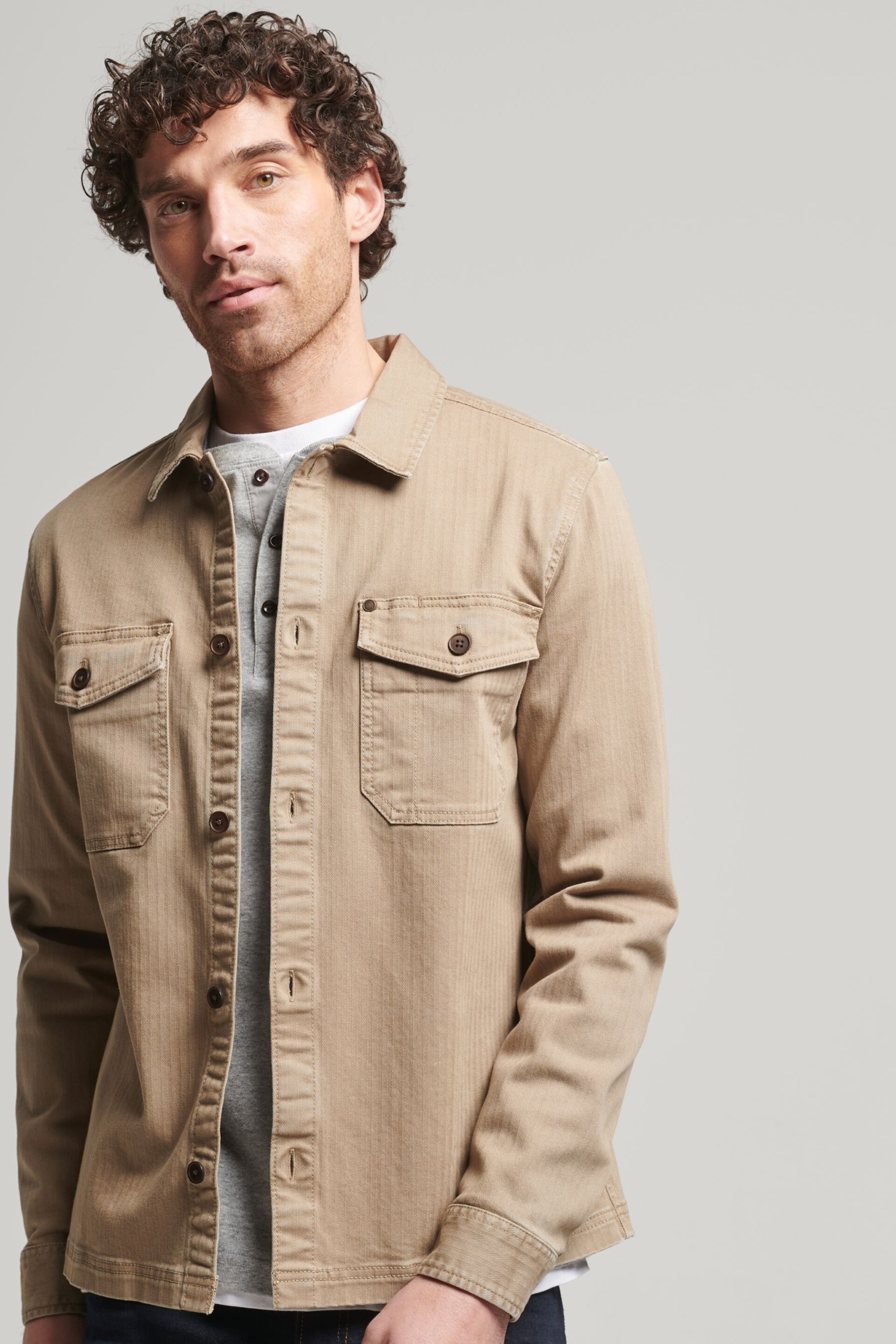 Superdry Brown Merchant Quilted Overshirt - Image 1 of 1