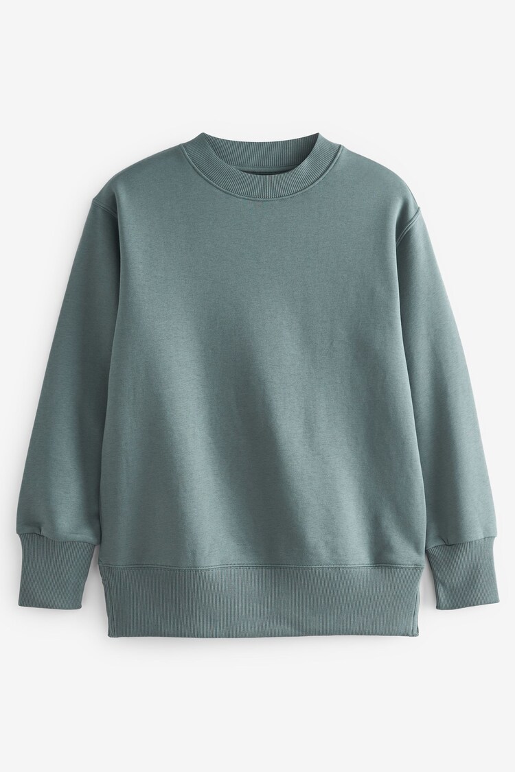 Teal Blue Essentials Longline Relaxed Fit Cotton Sweatshirt - Image 1 of 1