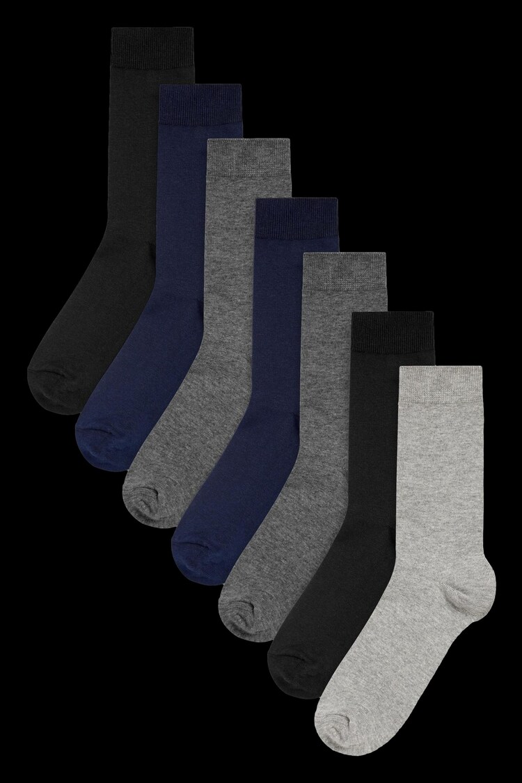 Multi 7 Pack Mens Cotton Rich Black Socks - Image 1 of 1