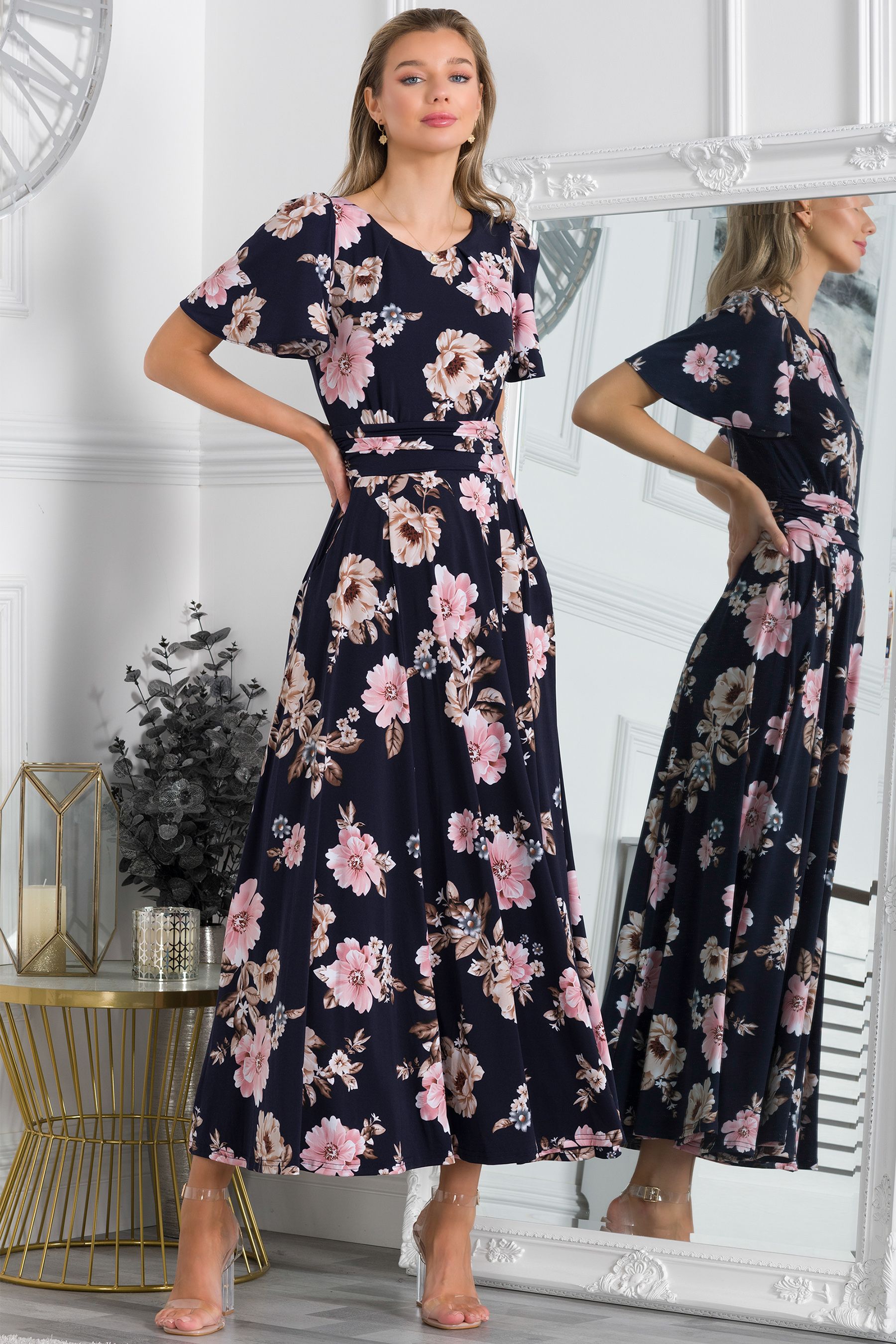 Buy Jolie Moi Blue Hailey Jersey Angel Sleeve Maxi Dress from the Next ...