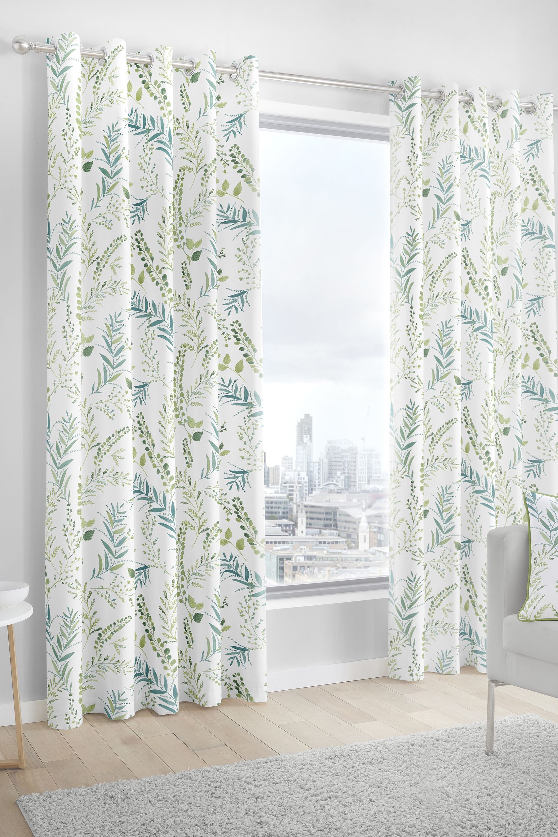 Buy Fusion Fernworthy Botanical Leaves Lined Eyelet Curtains from the