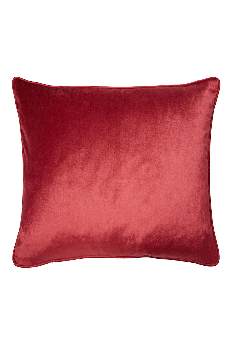 Laura Ashley Velvet Cranberry Red Square Nigella Cushion - Image 1 of 1
