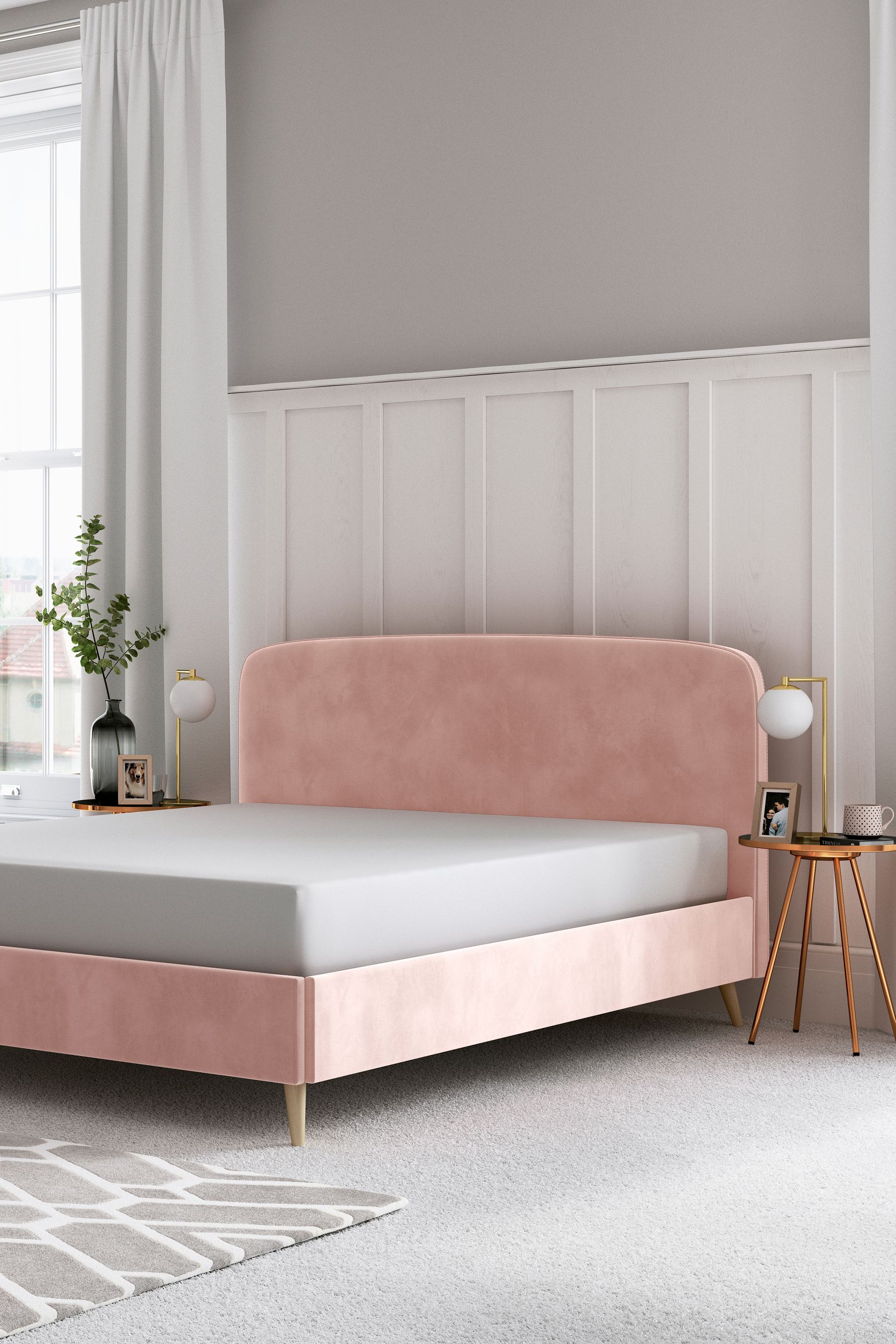 Buy Pink Blush Opulent Velvet Matson Upholstered Bed Bed Frame from the