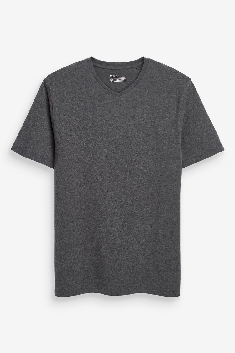 Charcoal Gray Marl - Normaali istuvuus - Essential V-kaula-aukko T-paita - Image 1 of 1