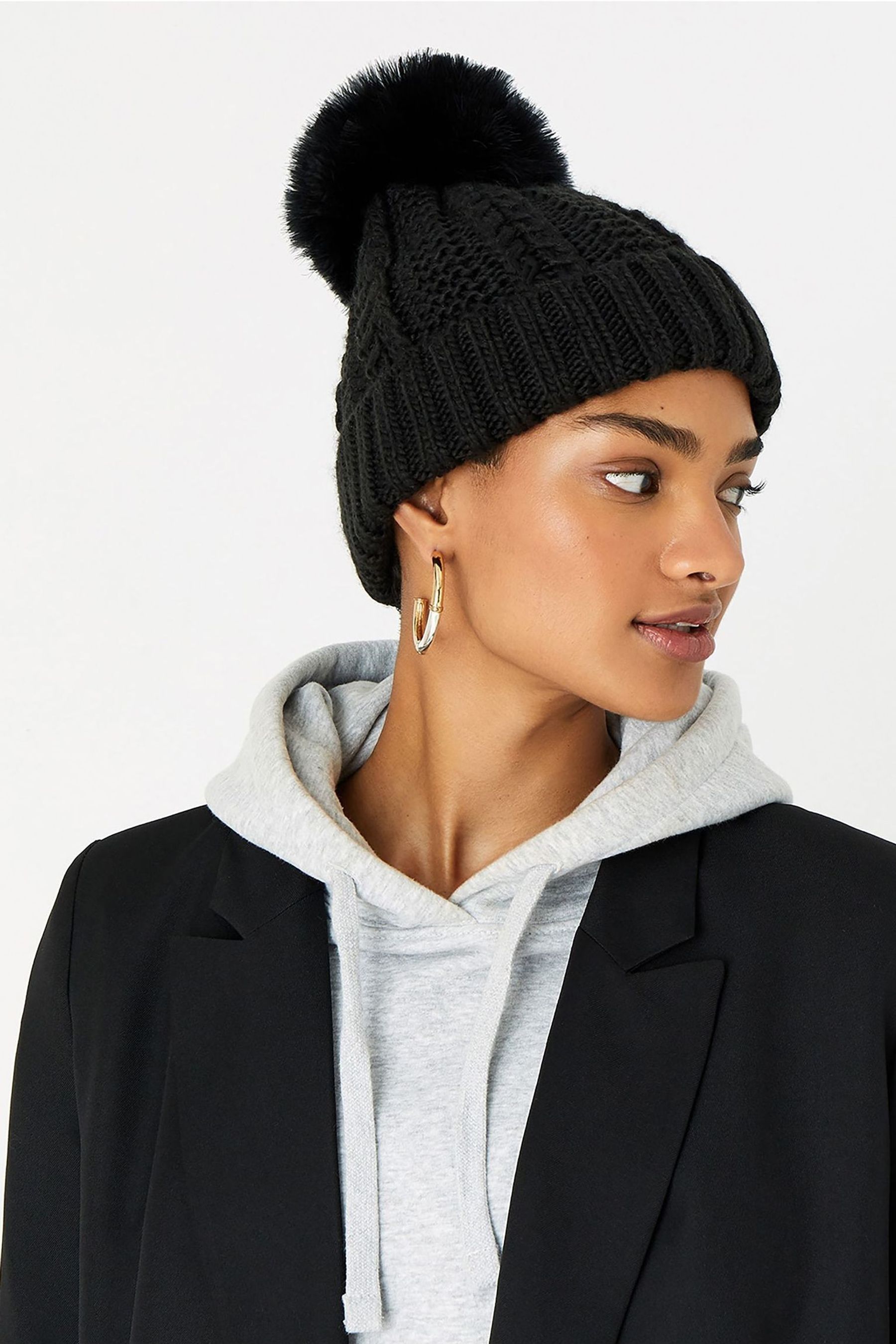 Buy Accessorize Black Luxe Pom Beanie from the Next UK online shop