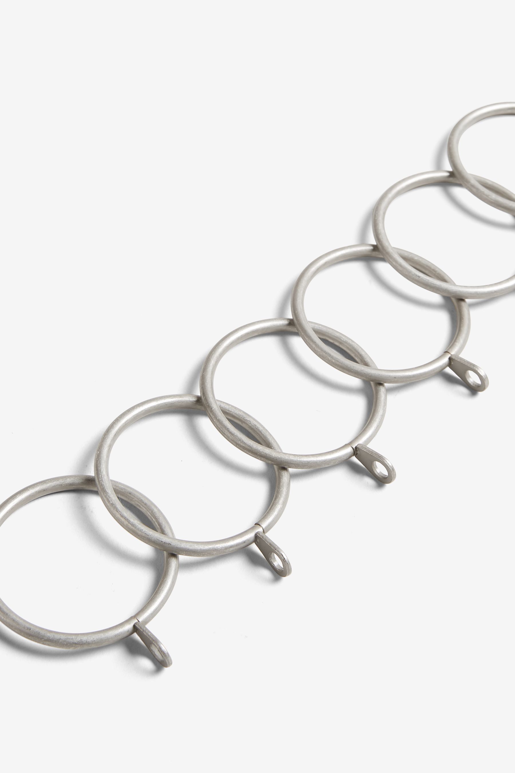 Buy Brushed Silver 28mm Diameter Metal Curtain Pole Rings 6 Pack from
