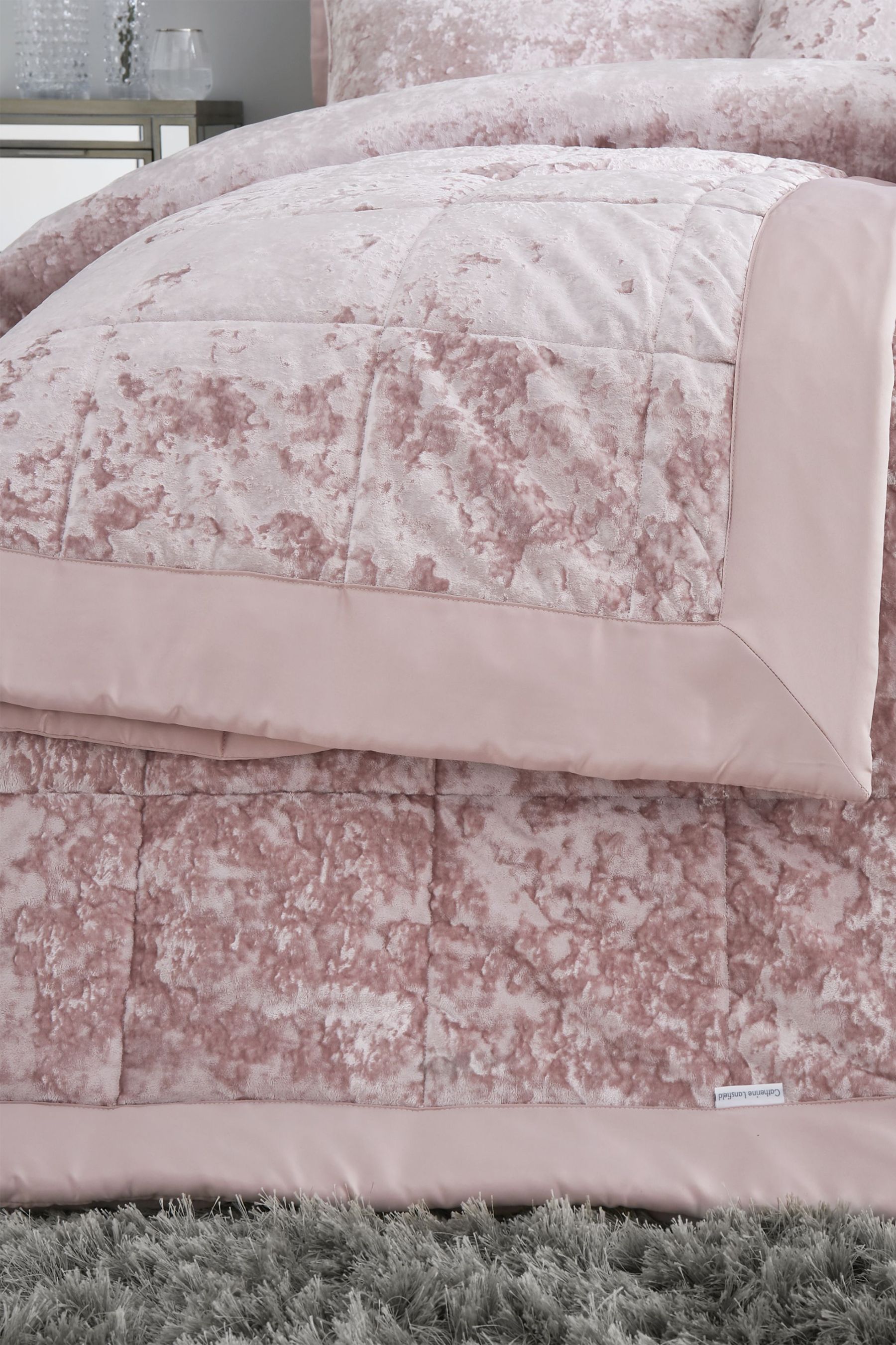 Buy Catherine Lansfield Pink Crushed Velvet Bedspread from the Next UK