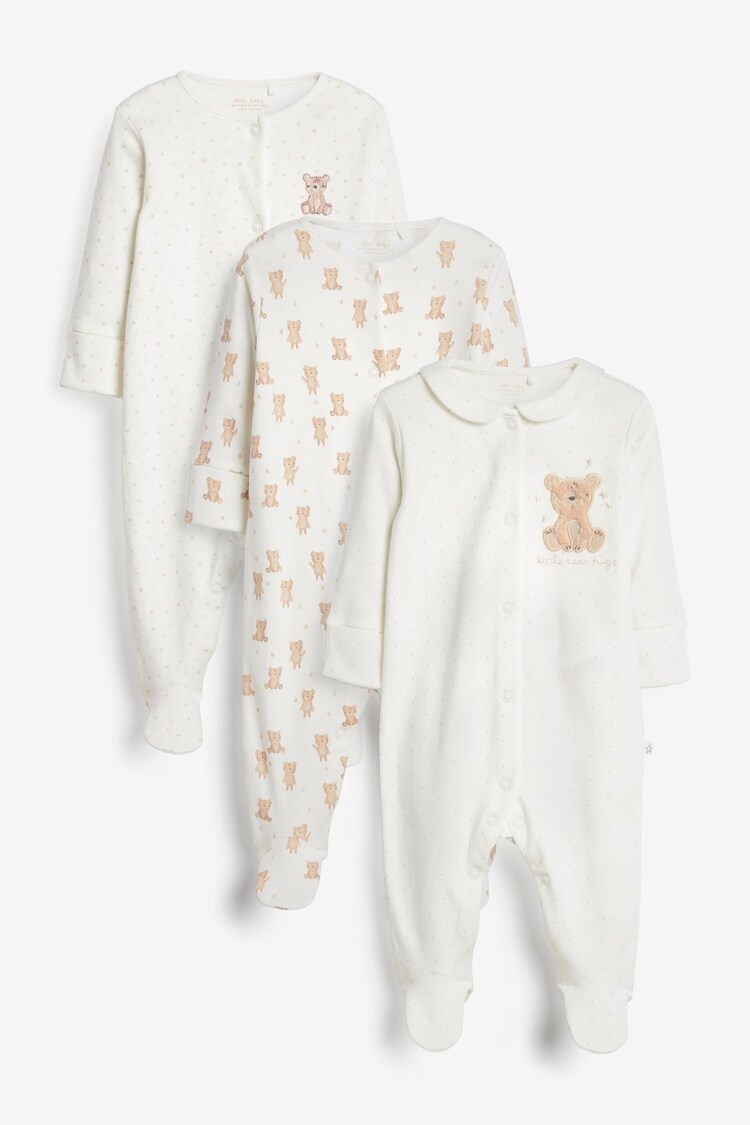 rumenorjava; poltna Bear - 100% bombaž Delicate dojenček Sleepsuits 3 komplet (0-2yrs) - Slika 1 iz 1