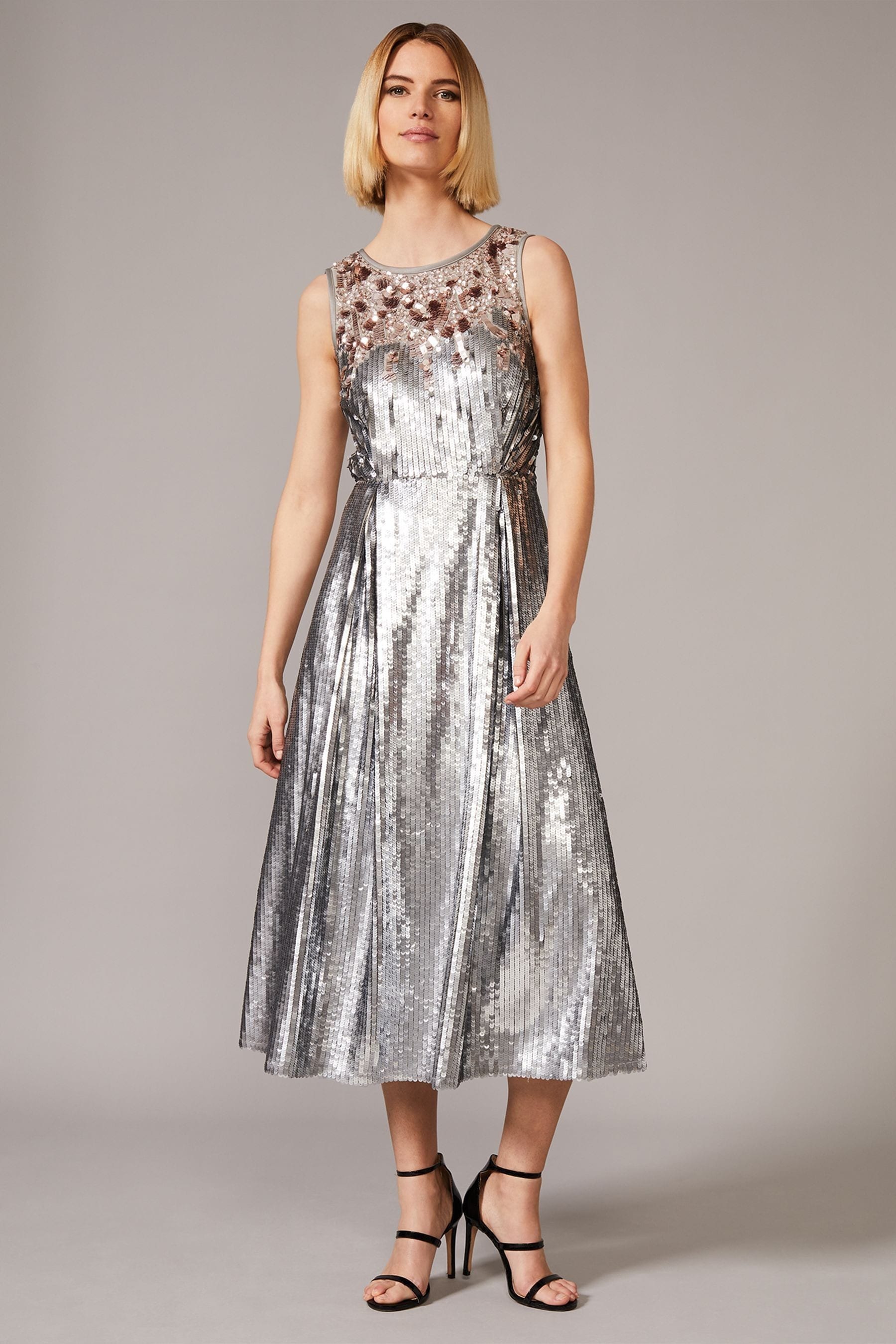 Buy Phase Eight Metallic Lainey Shimmer Sequin Midi Dress from the Next