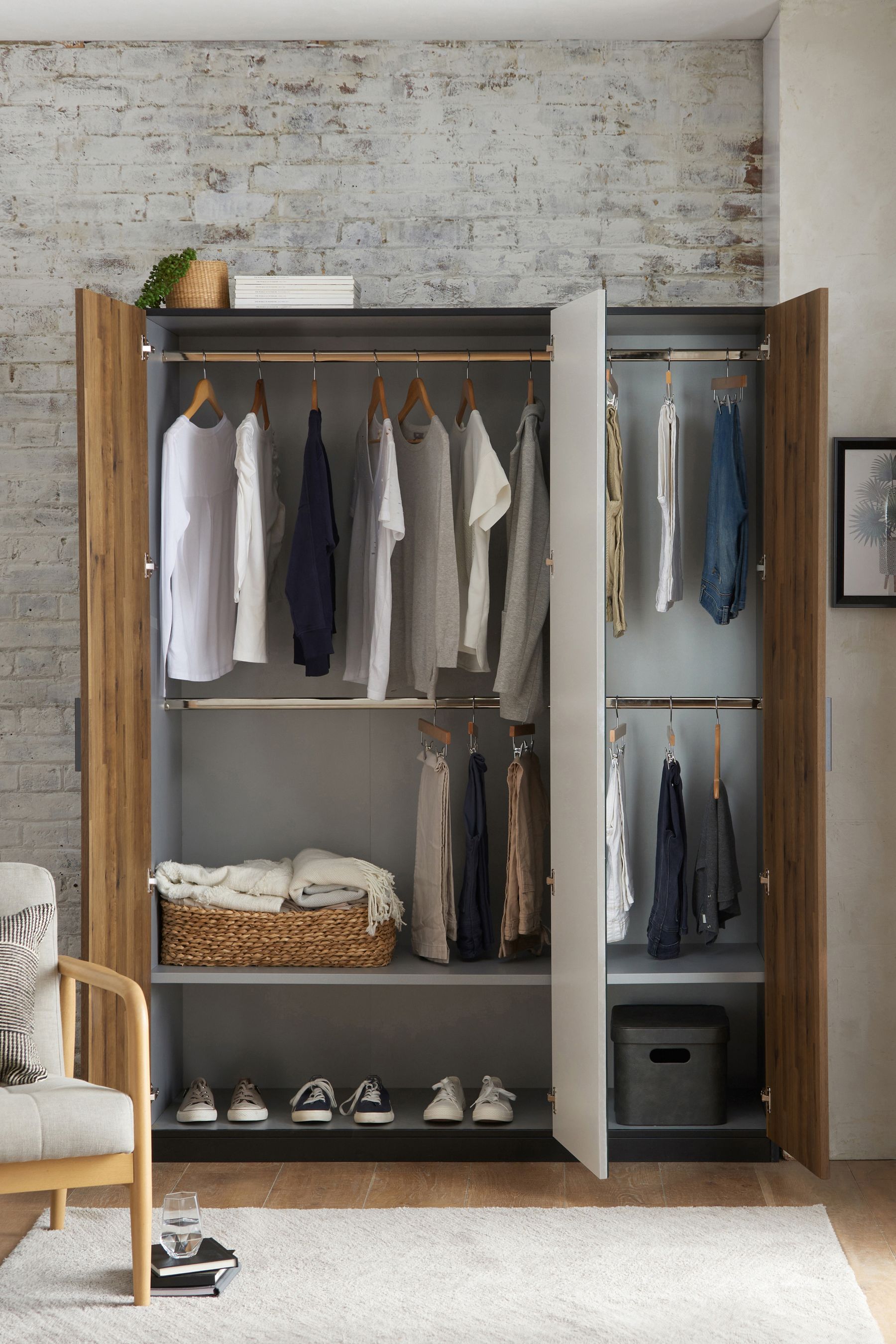 Buy Dark Bronx Oak Triple Effect Semi Fitted Mirrored Wardrobe from the