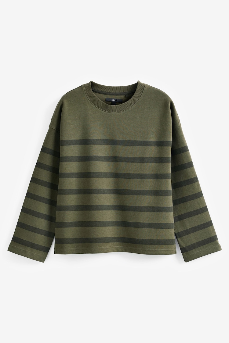 Khakigrün - Elegantes Sweatshirt mit Streifen - Bild 1 von 1
