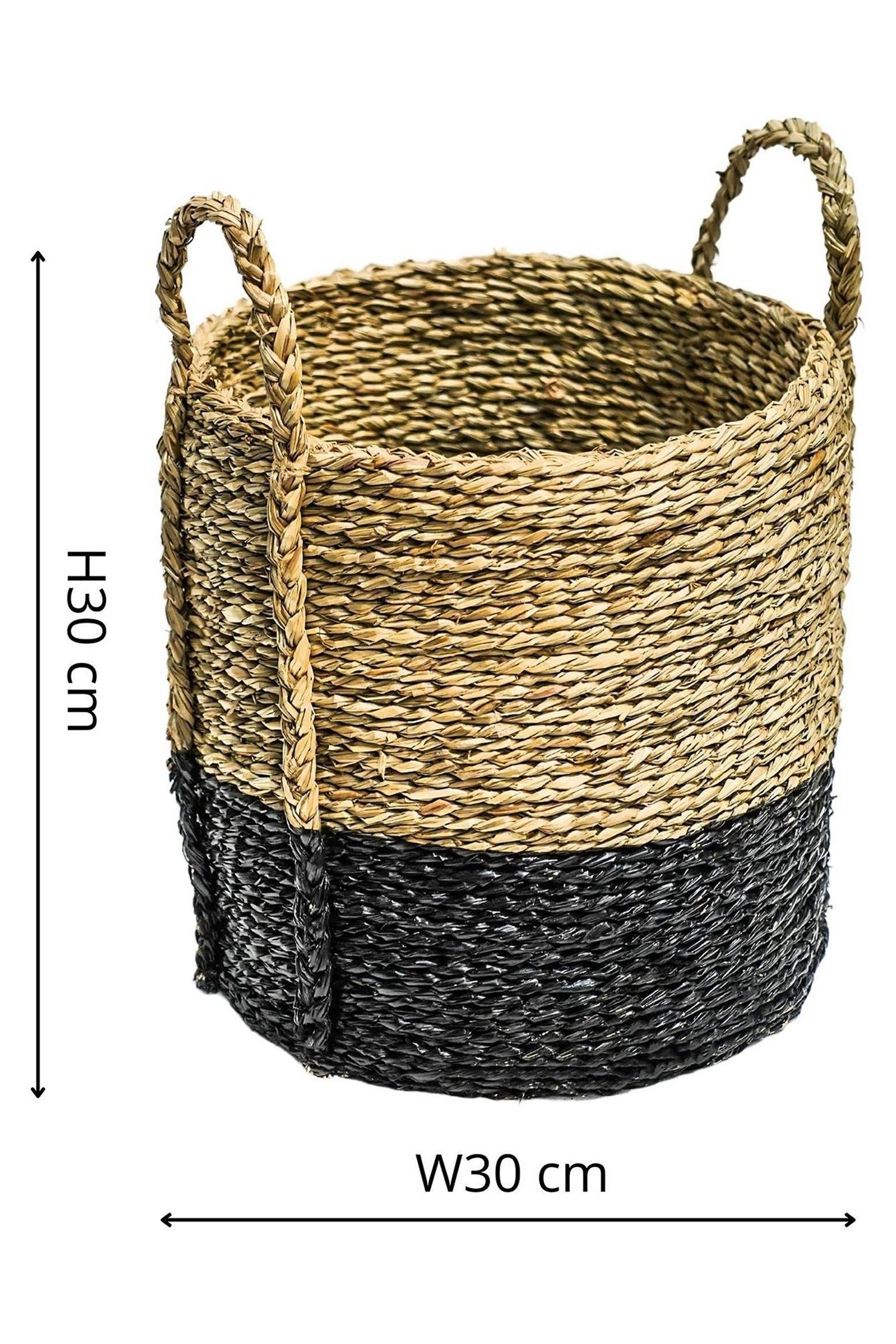 Buy Ivyline Set of 2 Black Seagrass Log and Kindling Baskets from the