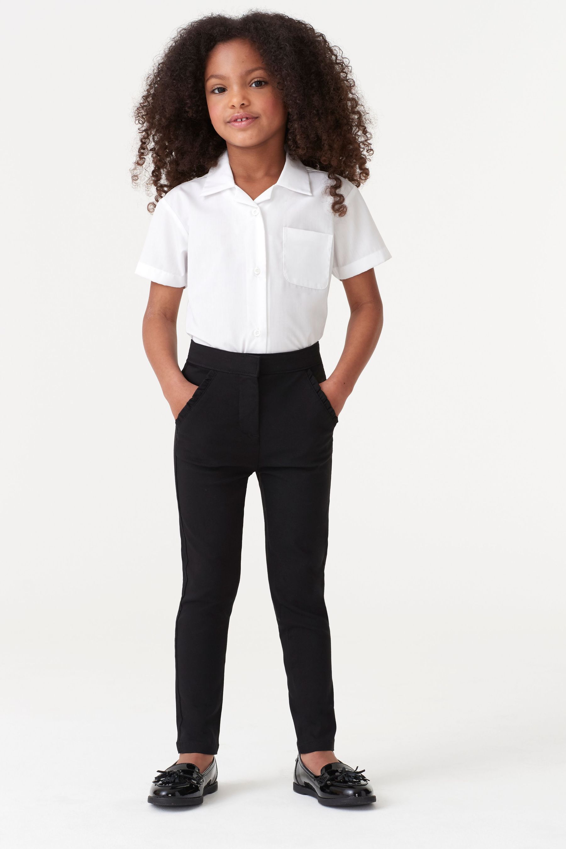 Buy Black Frill Detail Stretch Skinny Trousers (3-16yrs) from the Next ...