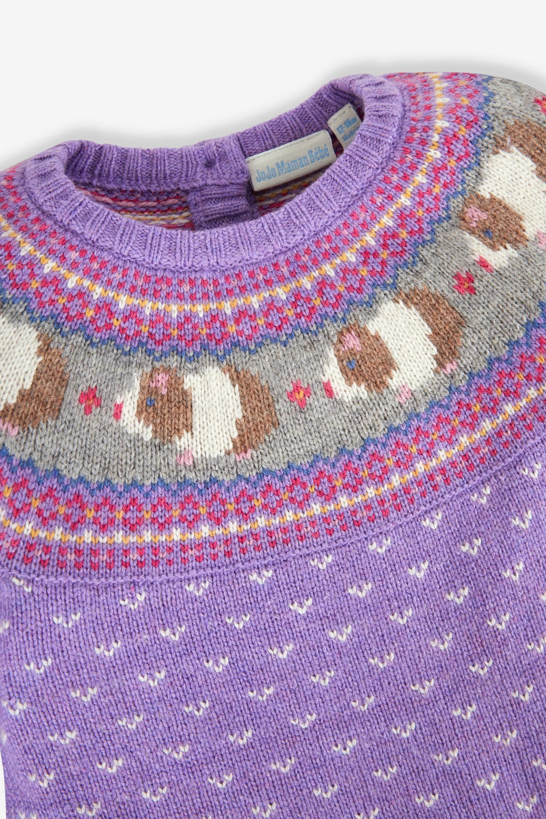 Buy JoJo Maman Bébé Lilac Purple Guinea Pig Girls' Fair Isle Knitted ...
