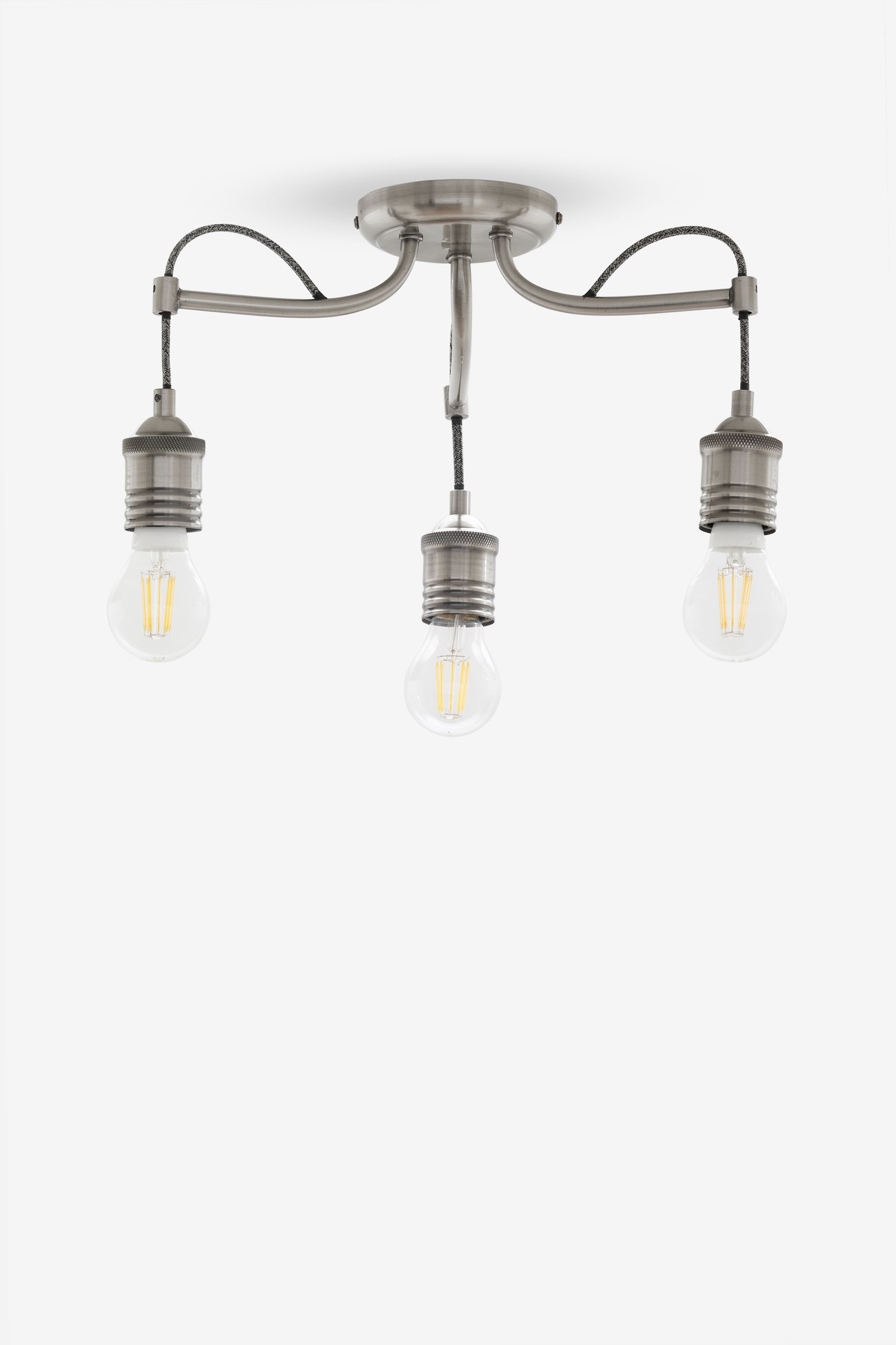 Buy Brushed Silver Newark 3 Light Ceiling Light Fitting from the Next