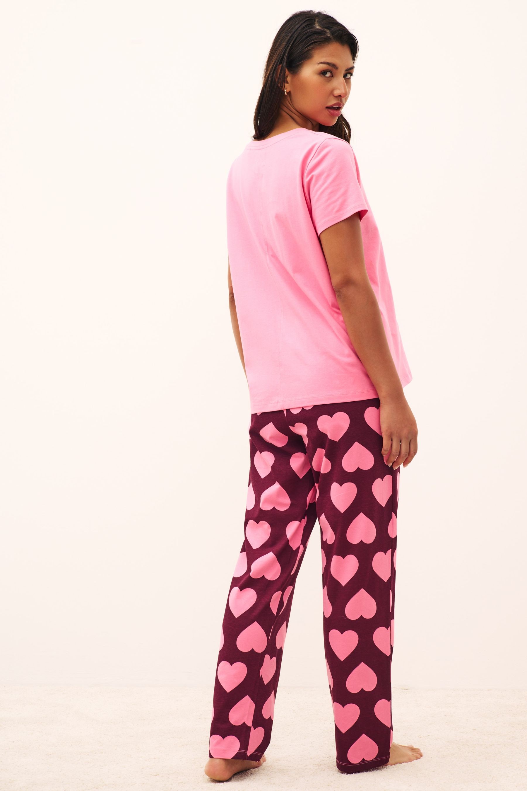 Buy Pink Heart Cotton Short Sleeve Pyjamas from Next United Arab Emirates