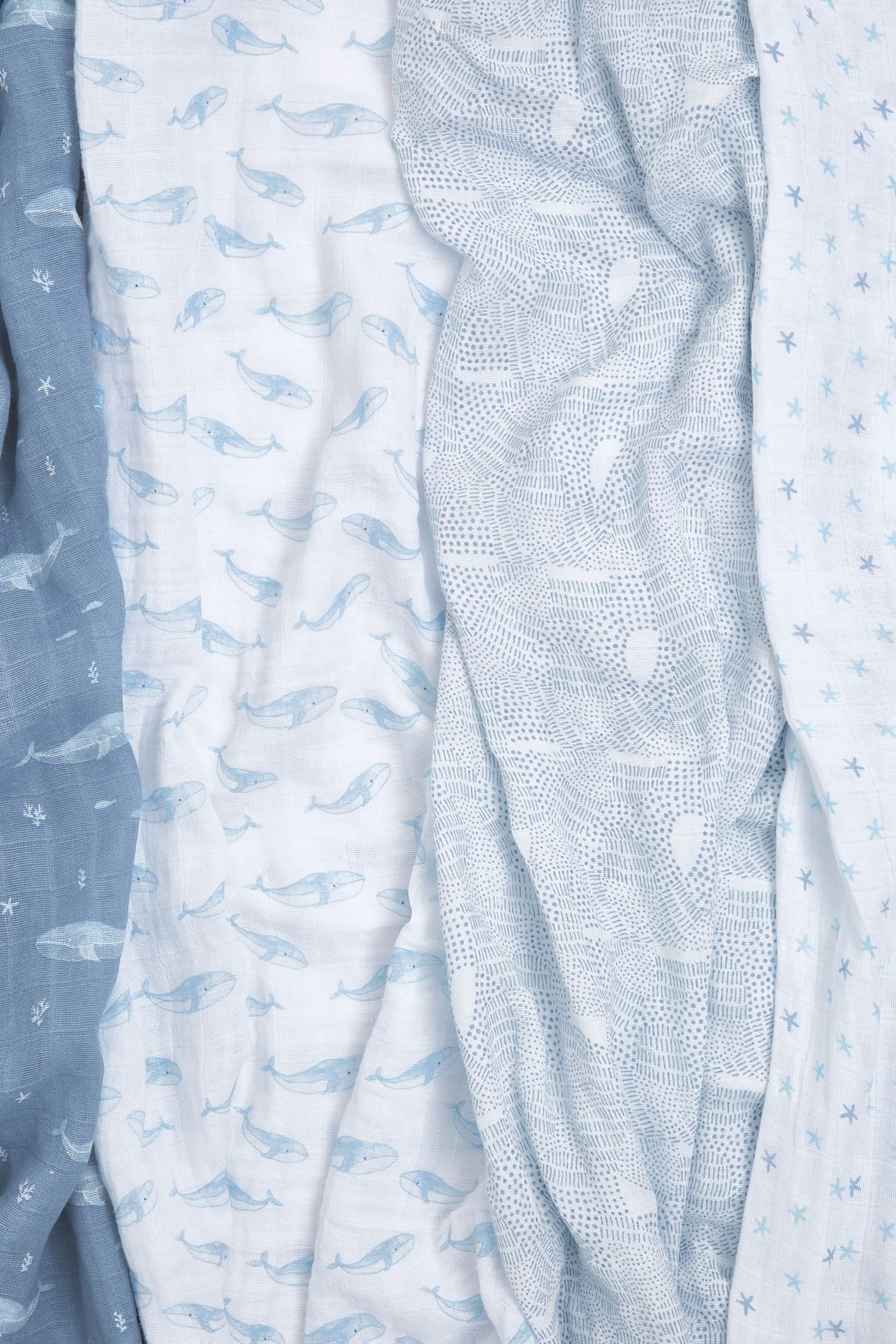 Buy aden + anais Blue Organic Cotton Muslin Blankets 4 Pack from the