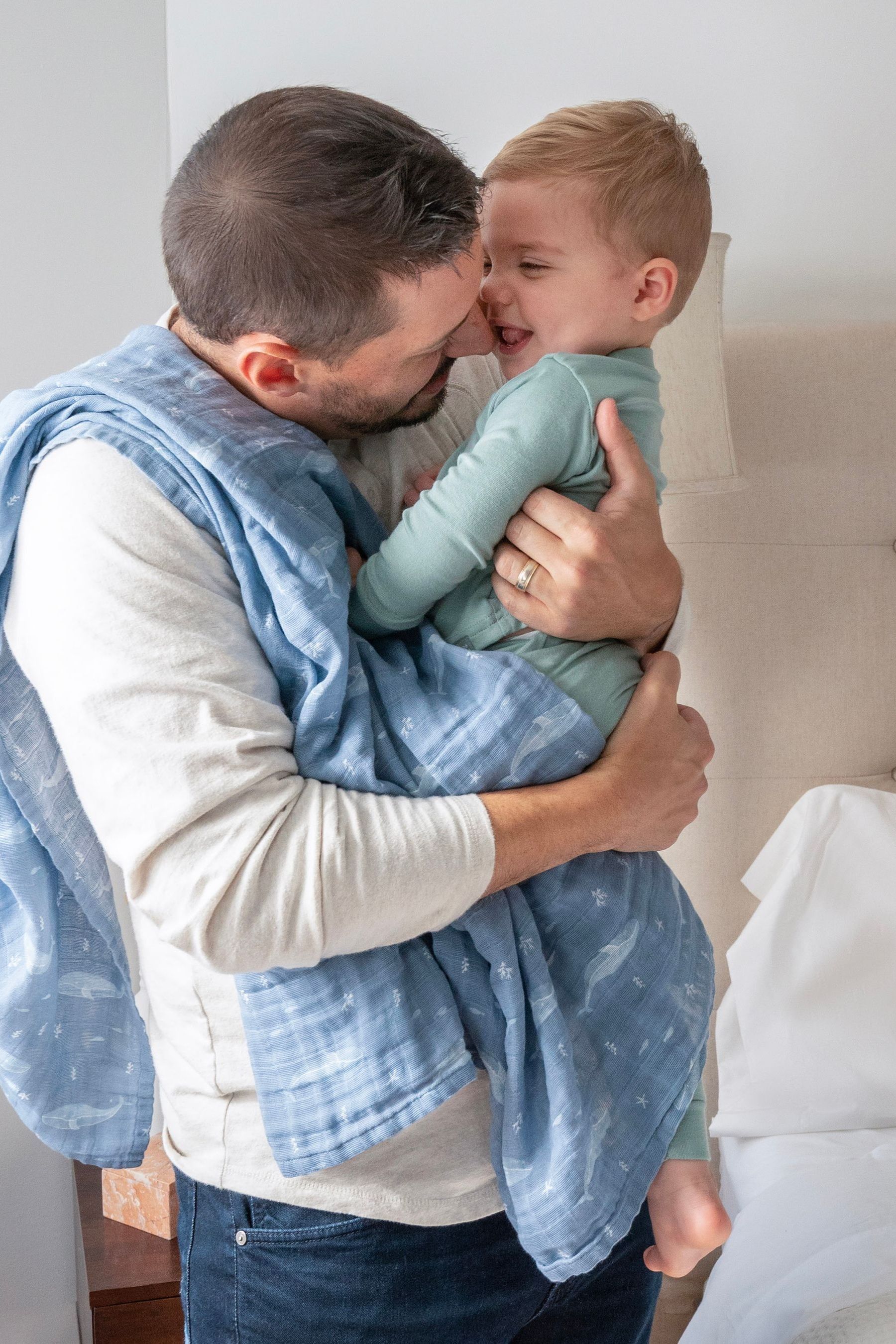 Buy aden + anais Blue Organic Cotton Muslin Blankets 4 Pack from the