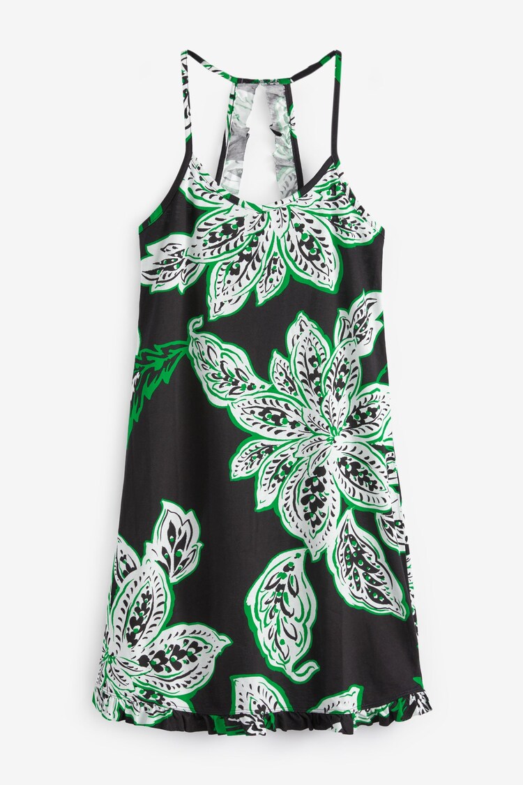 Black Floral Cotton Slip Nightie - Image 1 of 1