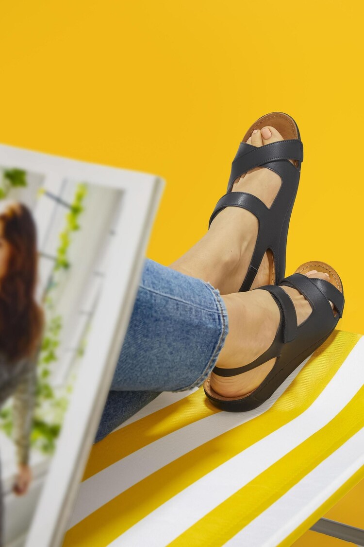 Pavers Black Ladies Touch Fasten Sandals - Image 1 of 1