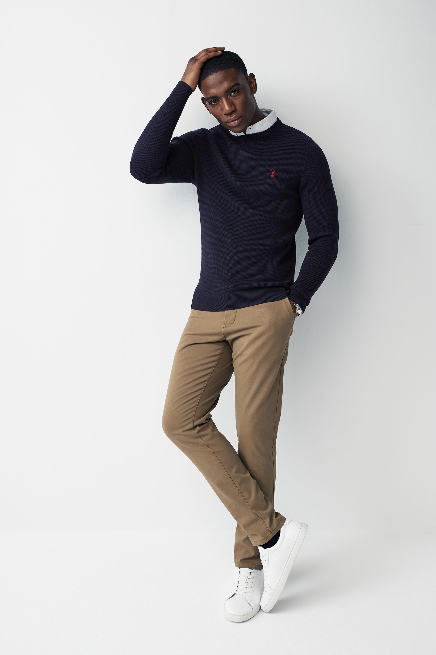 Buy Navy Blue Crew Neck Regular Mock Shirt Jumper from Next Australia