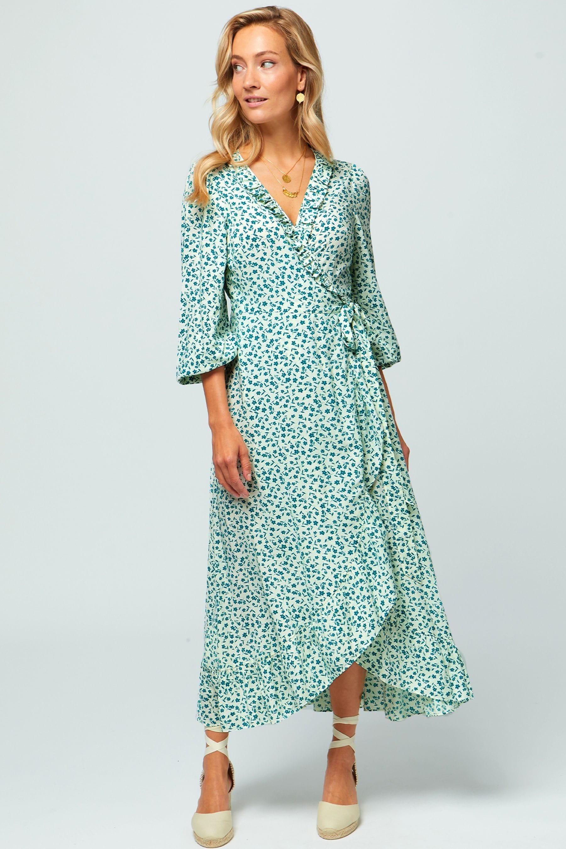 Buy Aspiga Cream Demi Long Sleeve Wrap Dress from the Next UK online shop