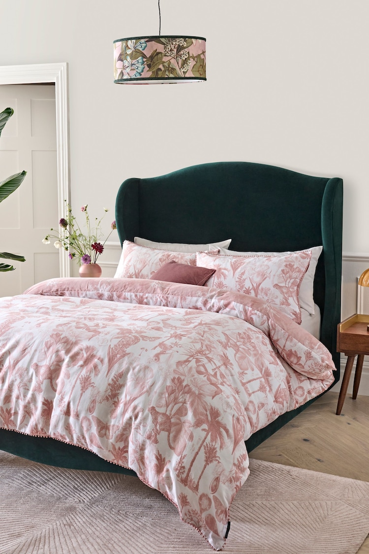 Clarke & Clarke Pink 200 Thread Count Duvet Cover and Pillowcase Set - Image 1 of 1