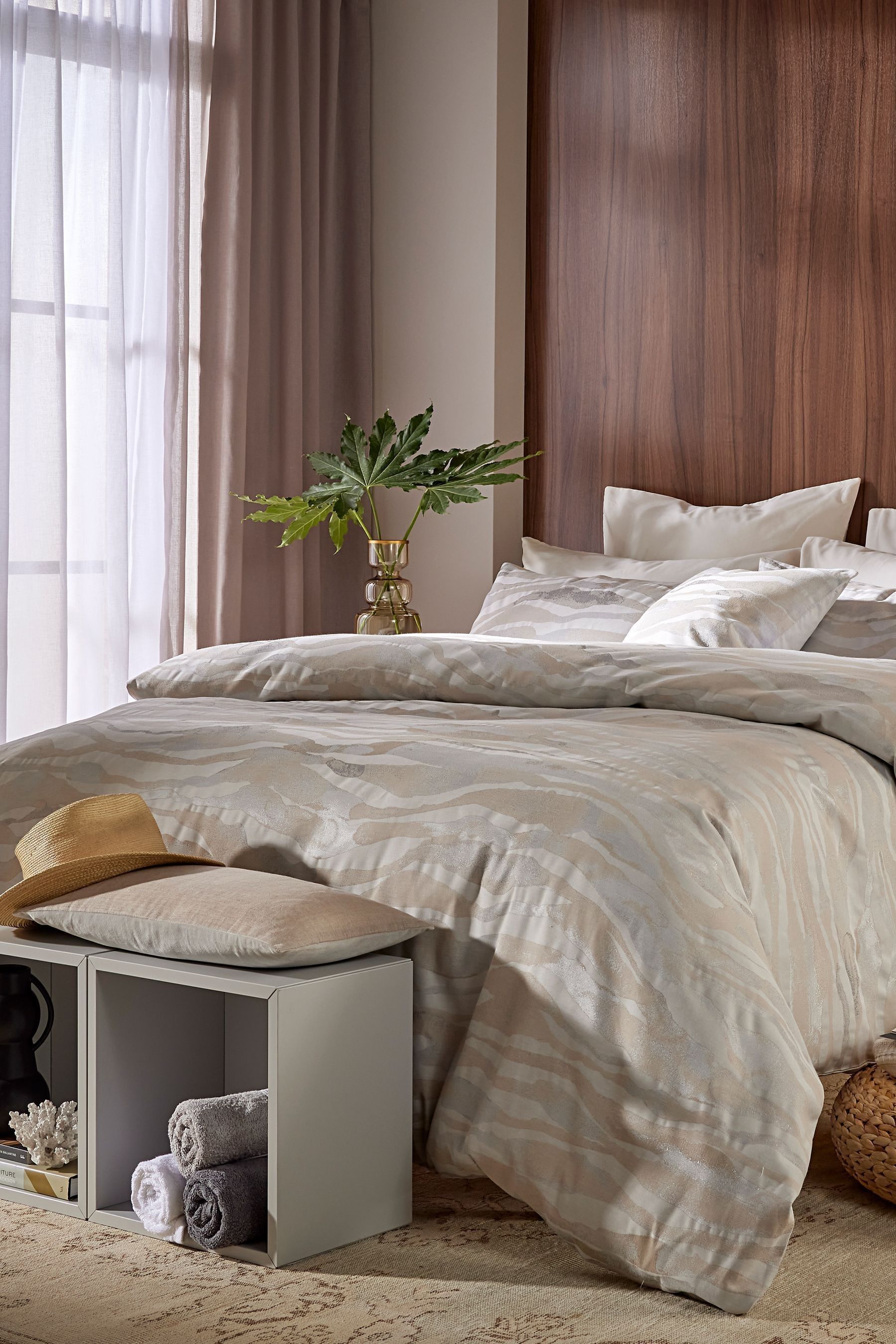 Buy Vantona Cream Hardwick Jacquard Duvet Cover and Pillowcase Set from