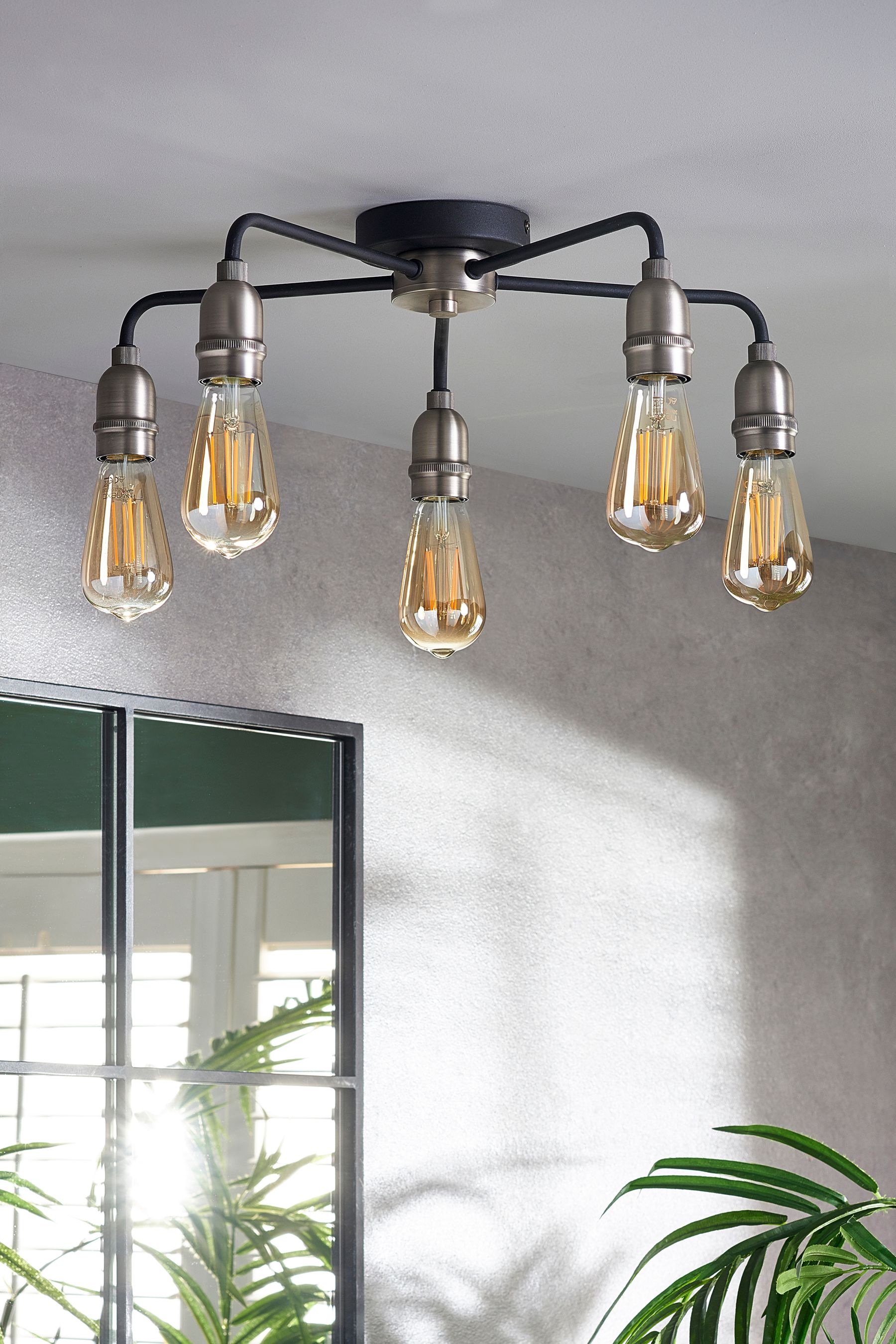 Buy Black Brooklyn 5 Light Flush Ceiling Light from Next Ireland