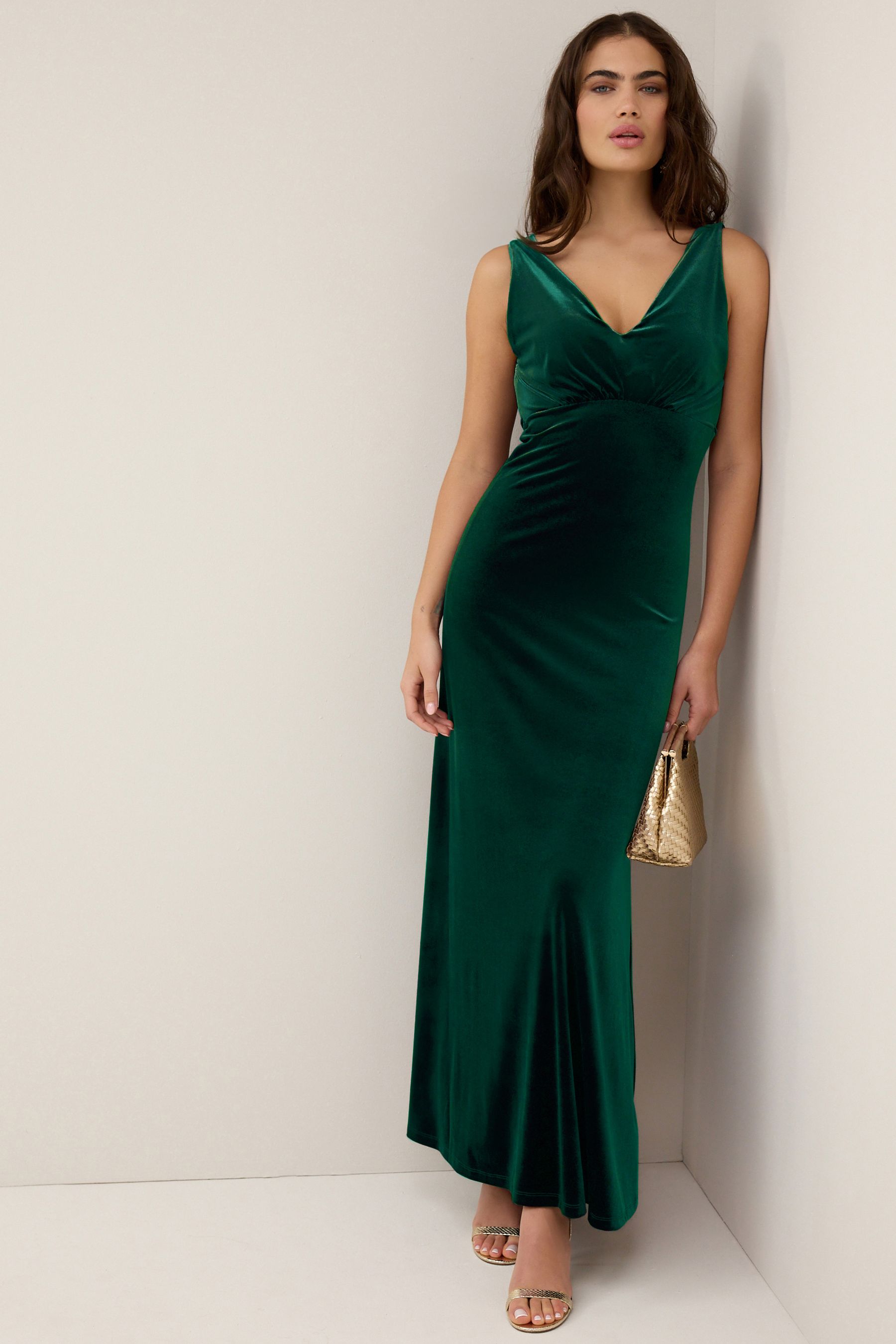 lovers and friends green velvet dress The Margot Dress in Grafton Green Velvet Grafton Green Velvet / S main image 1