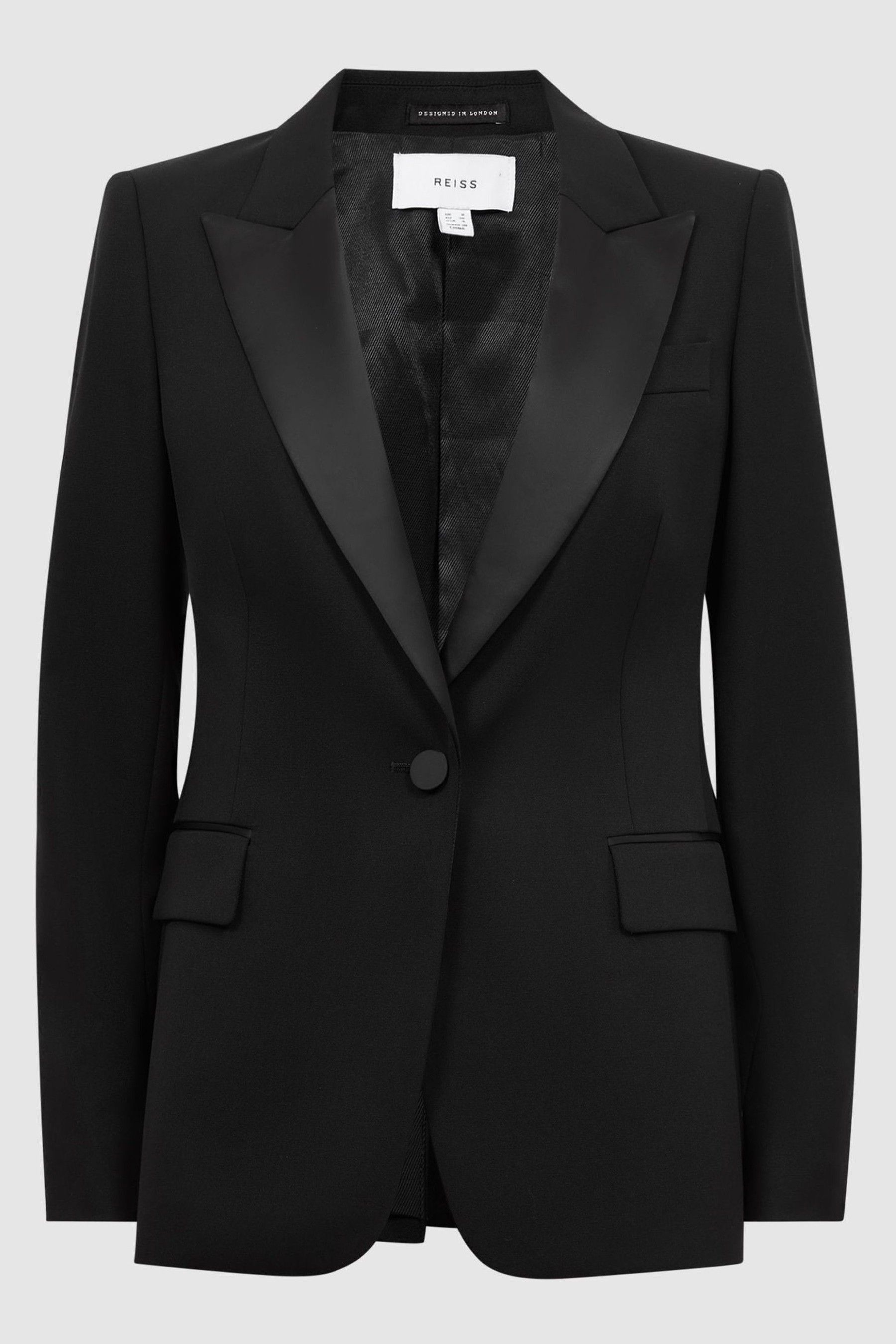 Buy Reiss Black Alia Slim Fit Single Breasted Satin Suit Blazer from ...